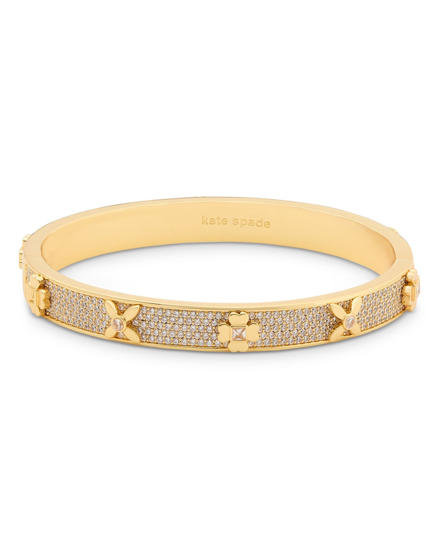Pavé Flower Bangle Bracelet in Gold Tone