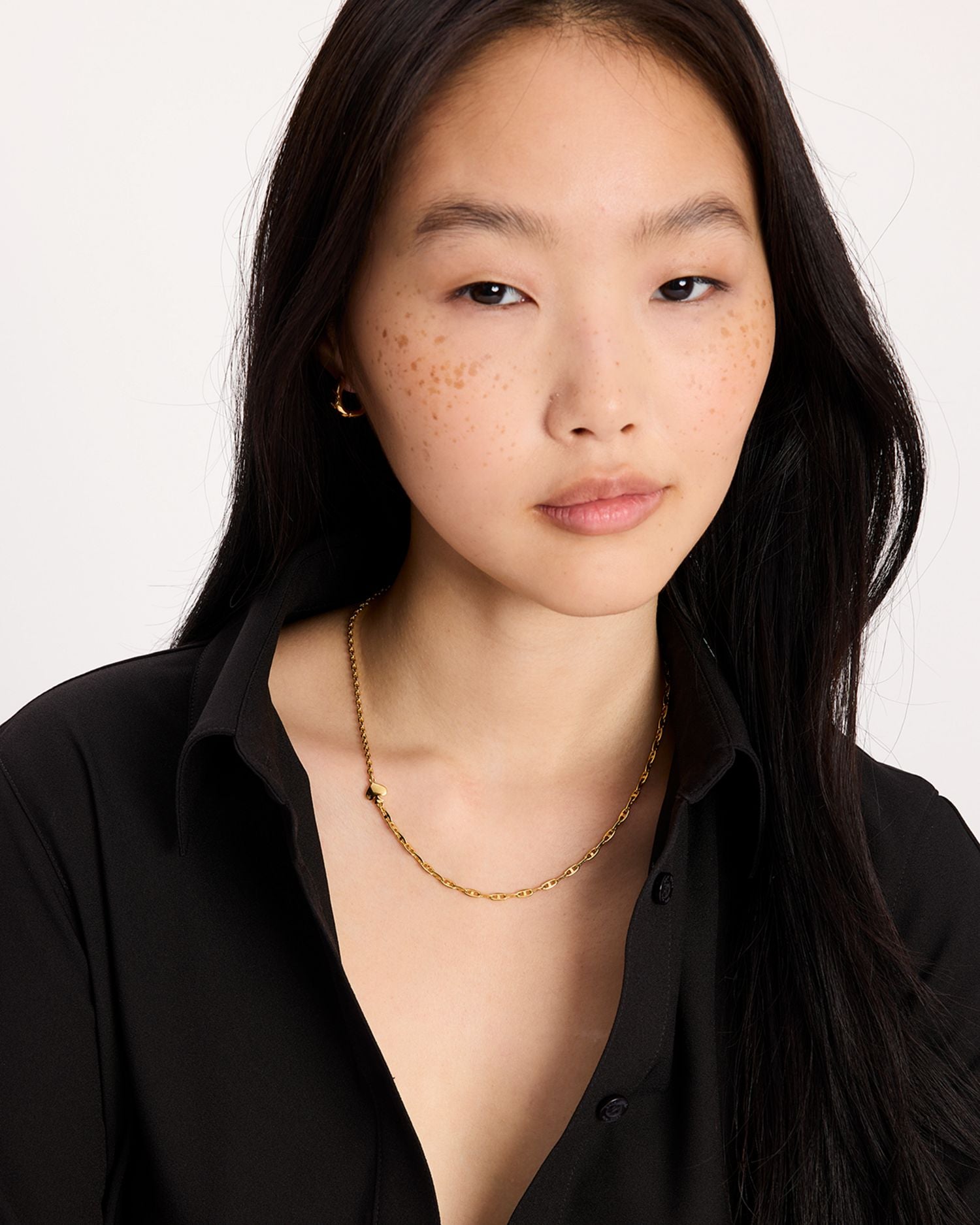 Spade Charm Collar Necklace in Gold Tone, 16"-19"