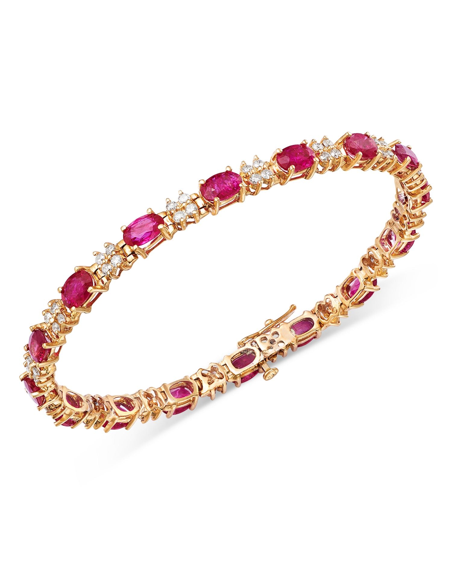 Ruby & Diamond Tennis Bracelet in 14K Yellow Gold