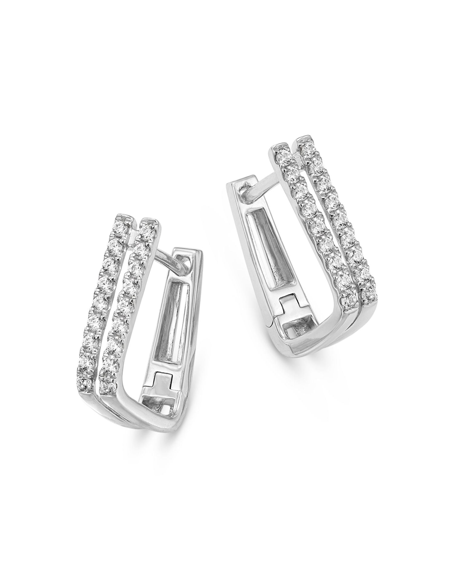 Diamond Huggie Hoop Earrings in 14K White Gold, 0.25 ct. t.w.