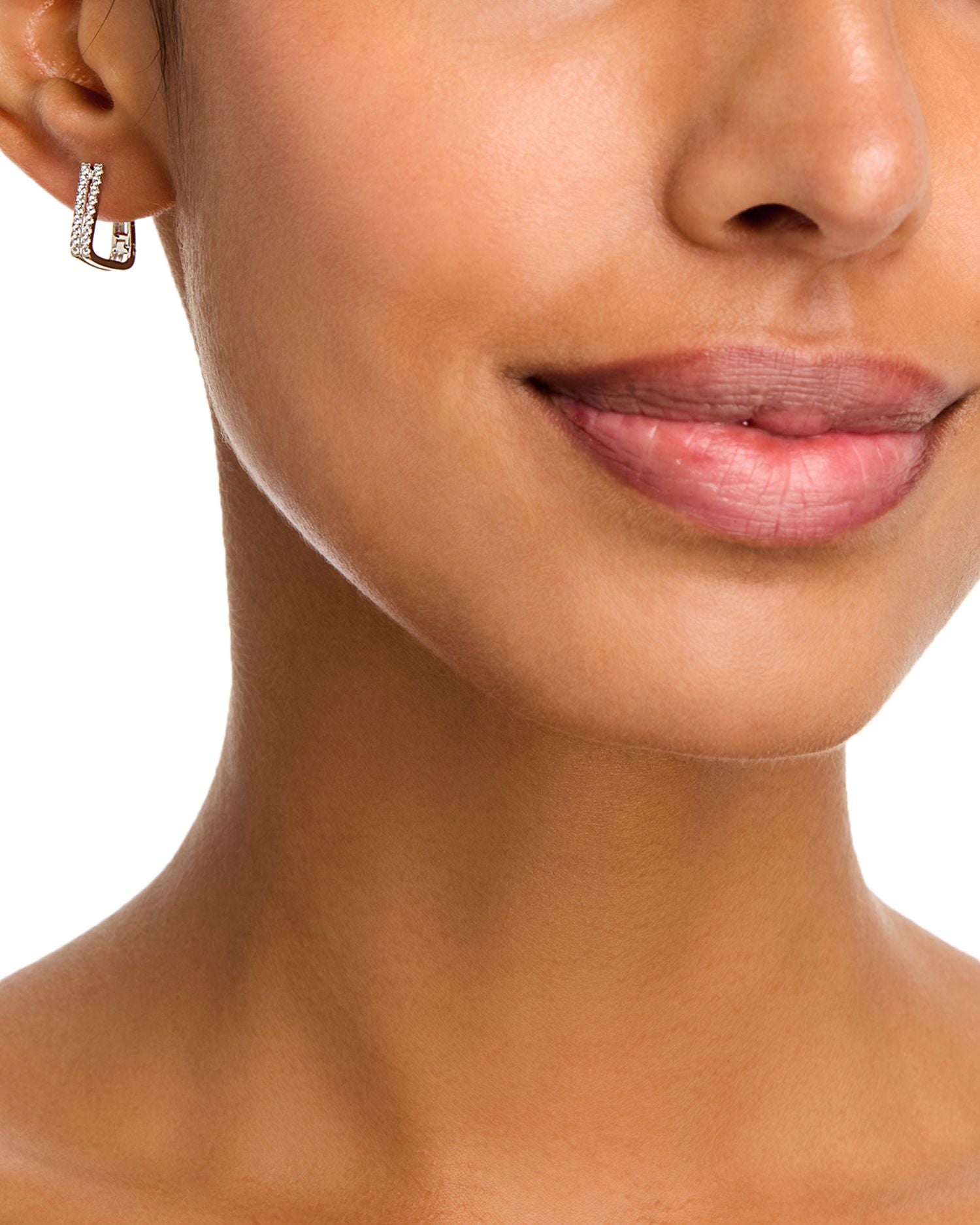 Diamond Huggie Hoop Earrings in 14K White Gold, 0.25 ct. t.w.