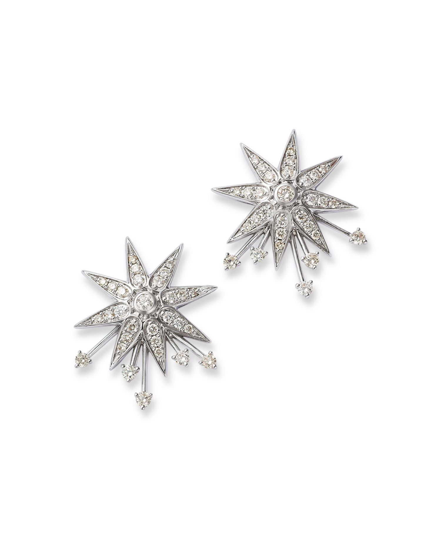Diamond Starburst Statement Earrings in 14K White Gold. 0.79 ct. t.w.