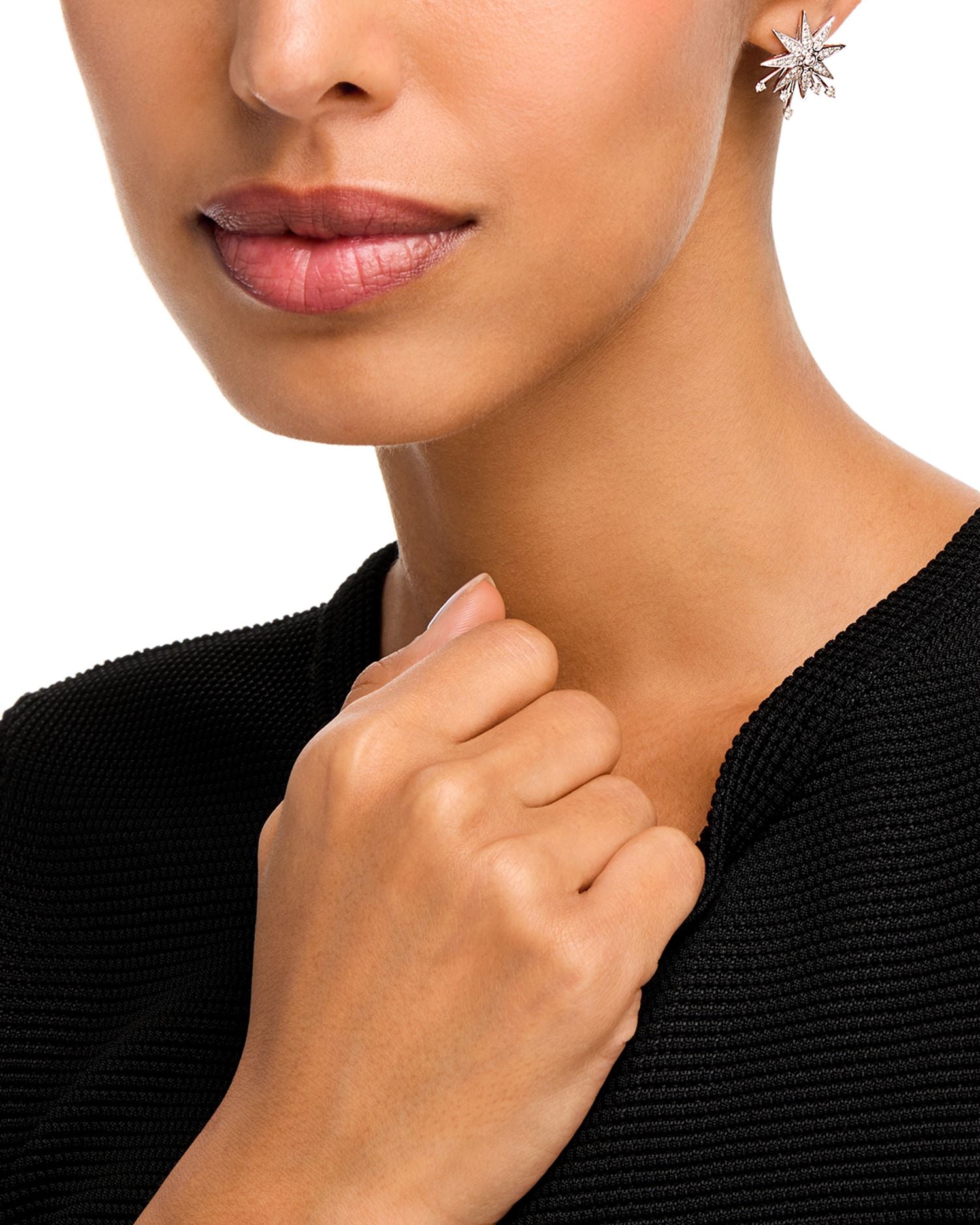 Diamond Starburst Statement Earrings in 14K White Gold. 0.79 ct. t.w.