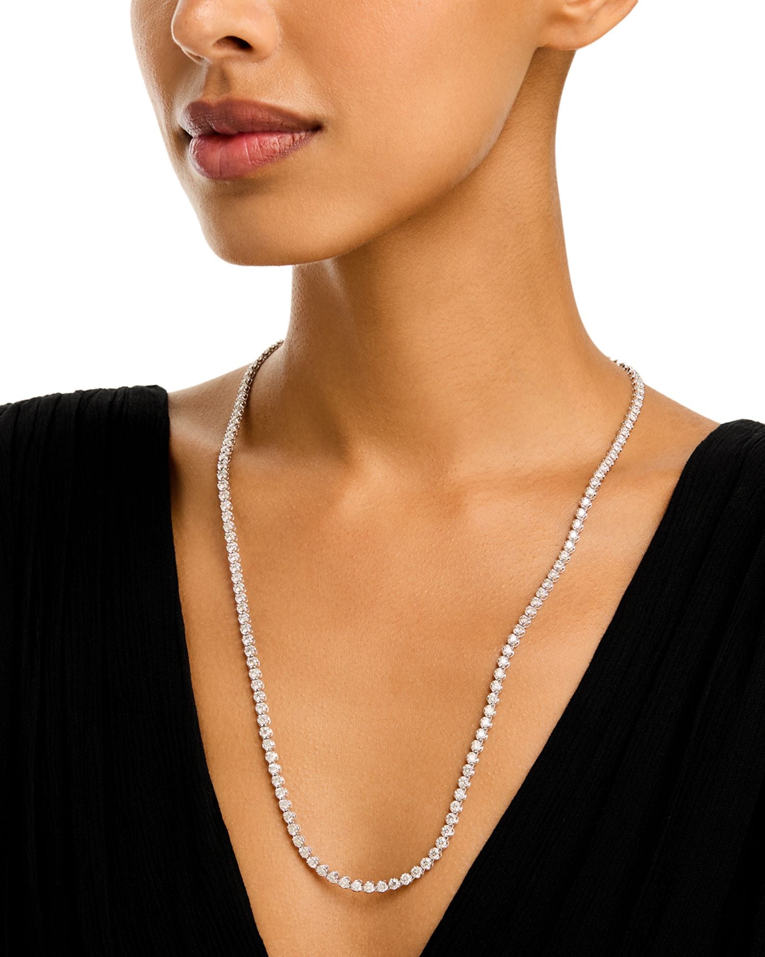 Diamond Crown-Set Matinee Tennis Necklace in 14K White Gold, 12 ct. t.w.