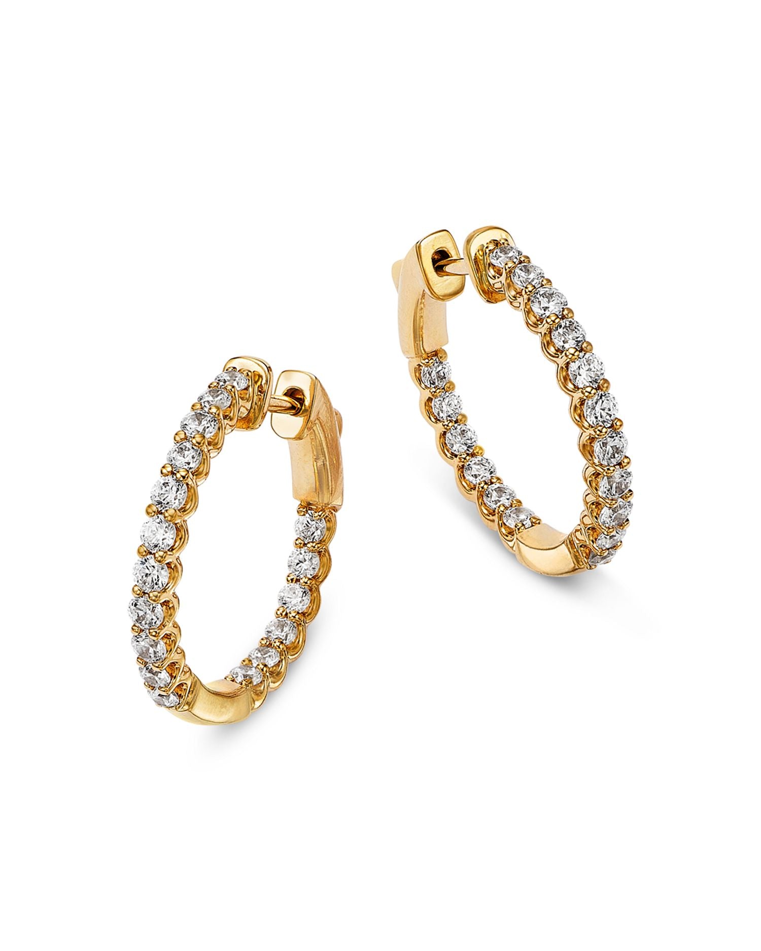 Diamond Inside Out Round Hoop Earrings in 14K Yellow Gold, 1 ct. t.w.
