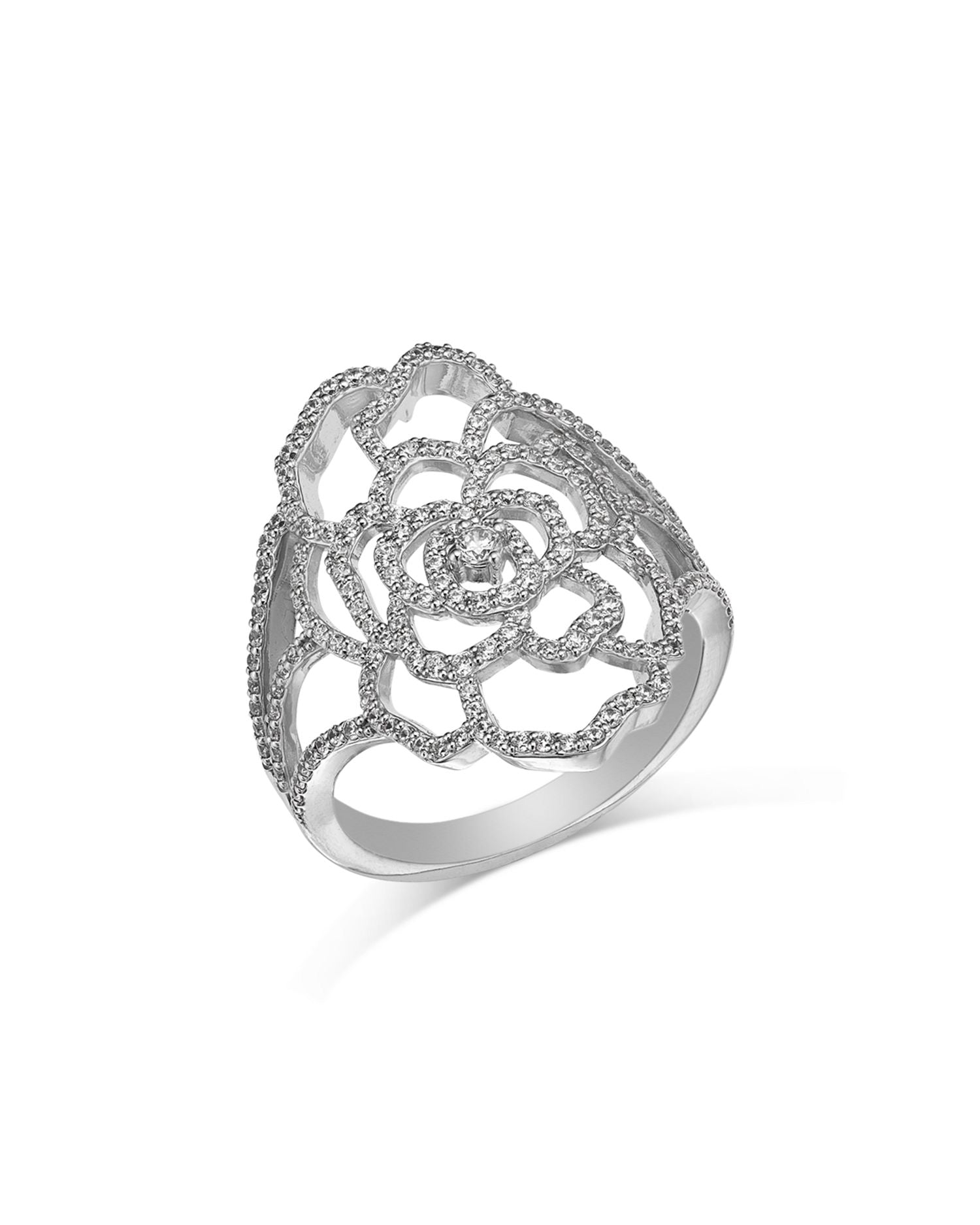 Diamond Flower Ring in 14K White Gold, 0.75 ct. t.w.