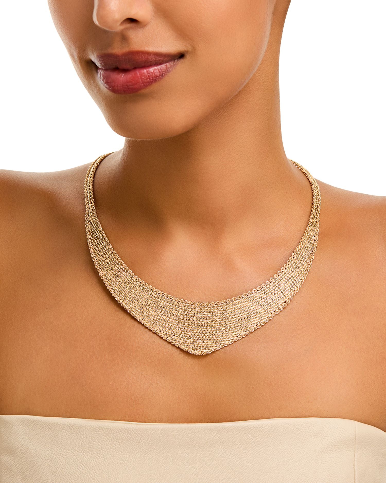 14K Yellow Gold Mesh Rope Necklace, 17"