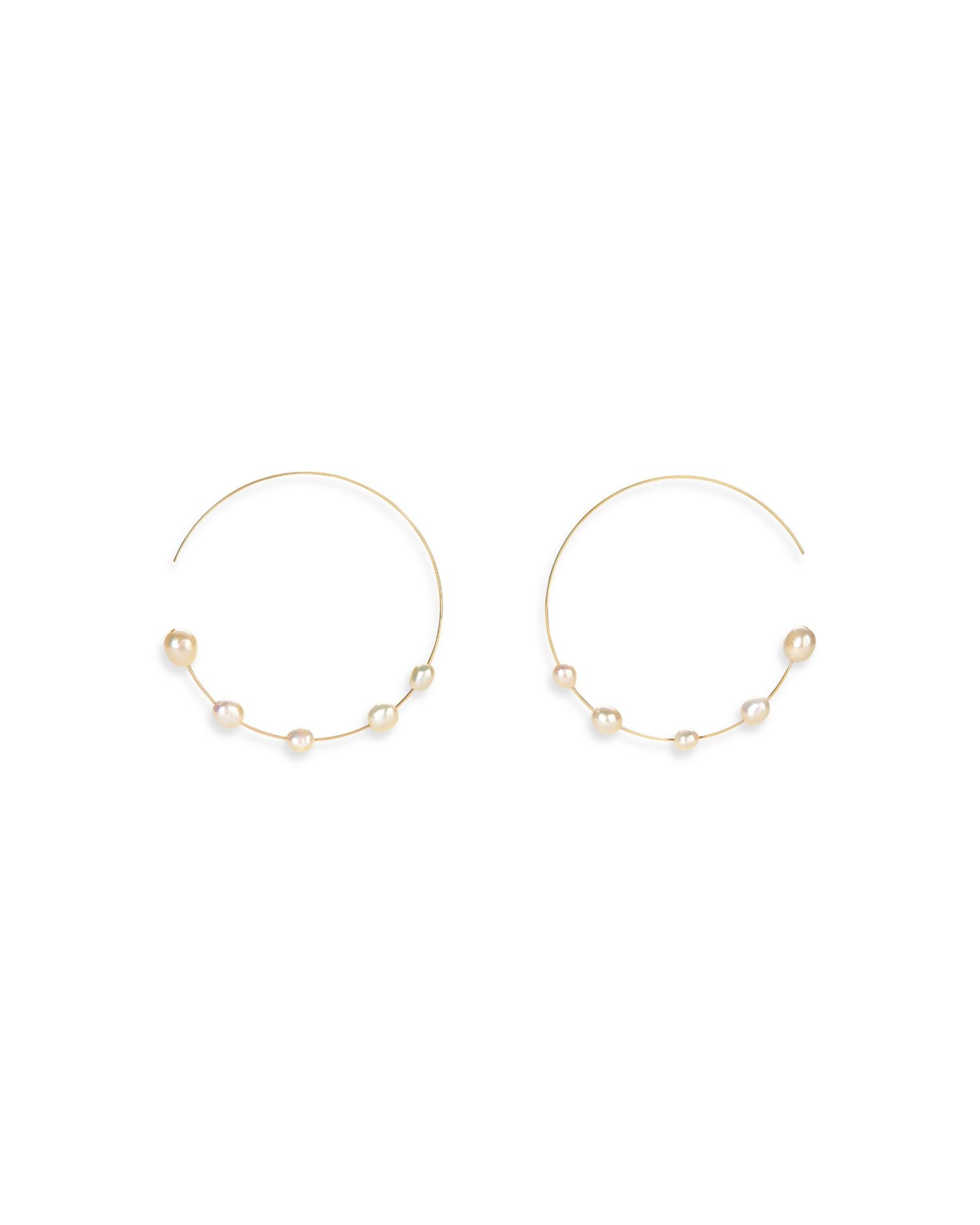 Nubia Baroque Cultured Freshwater Pearl Hoop Earrings in Gold Tone