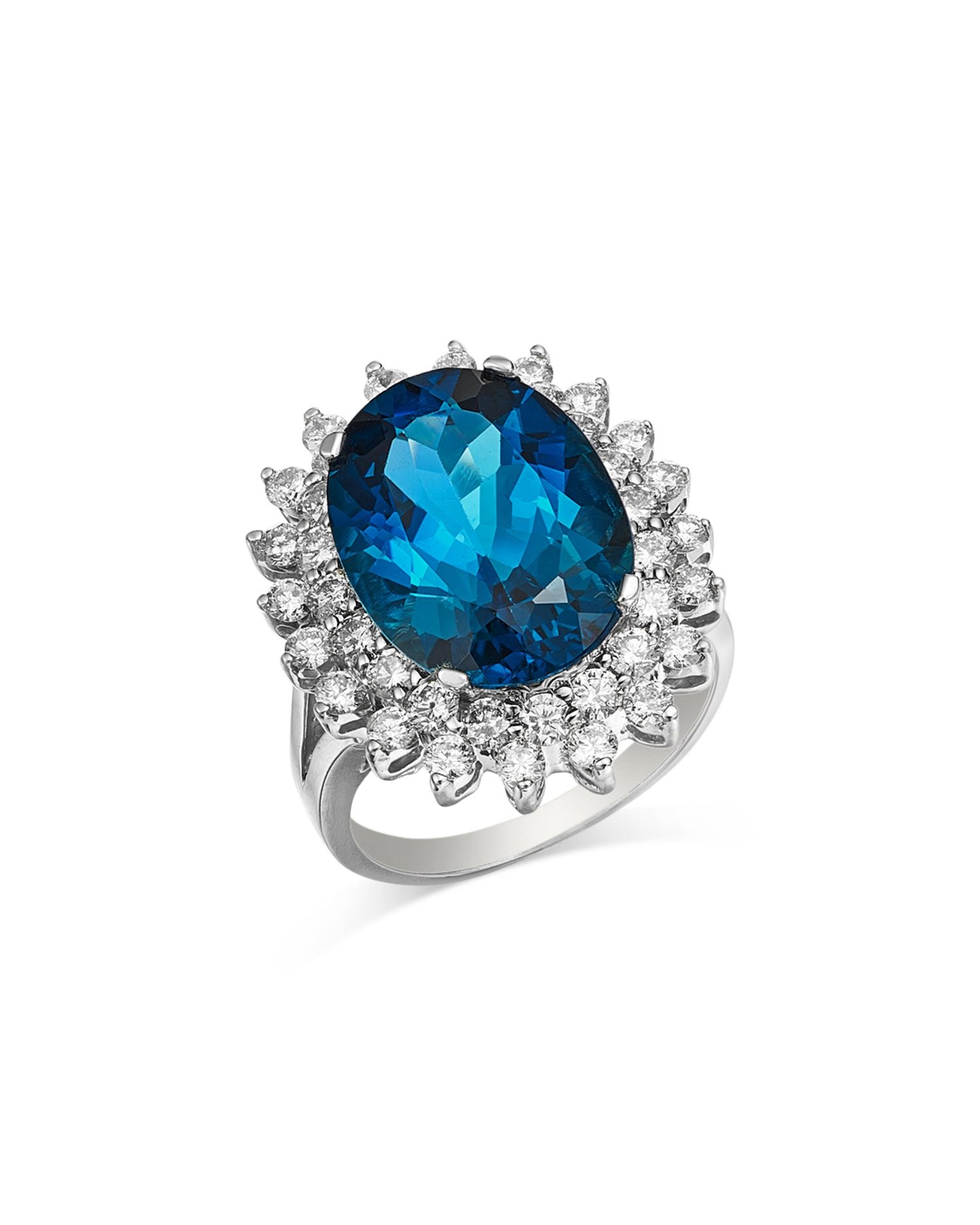 Blue Topaz & Diamond Ring in 14K White Gold