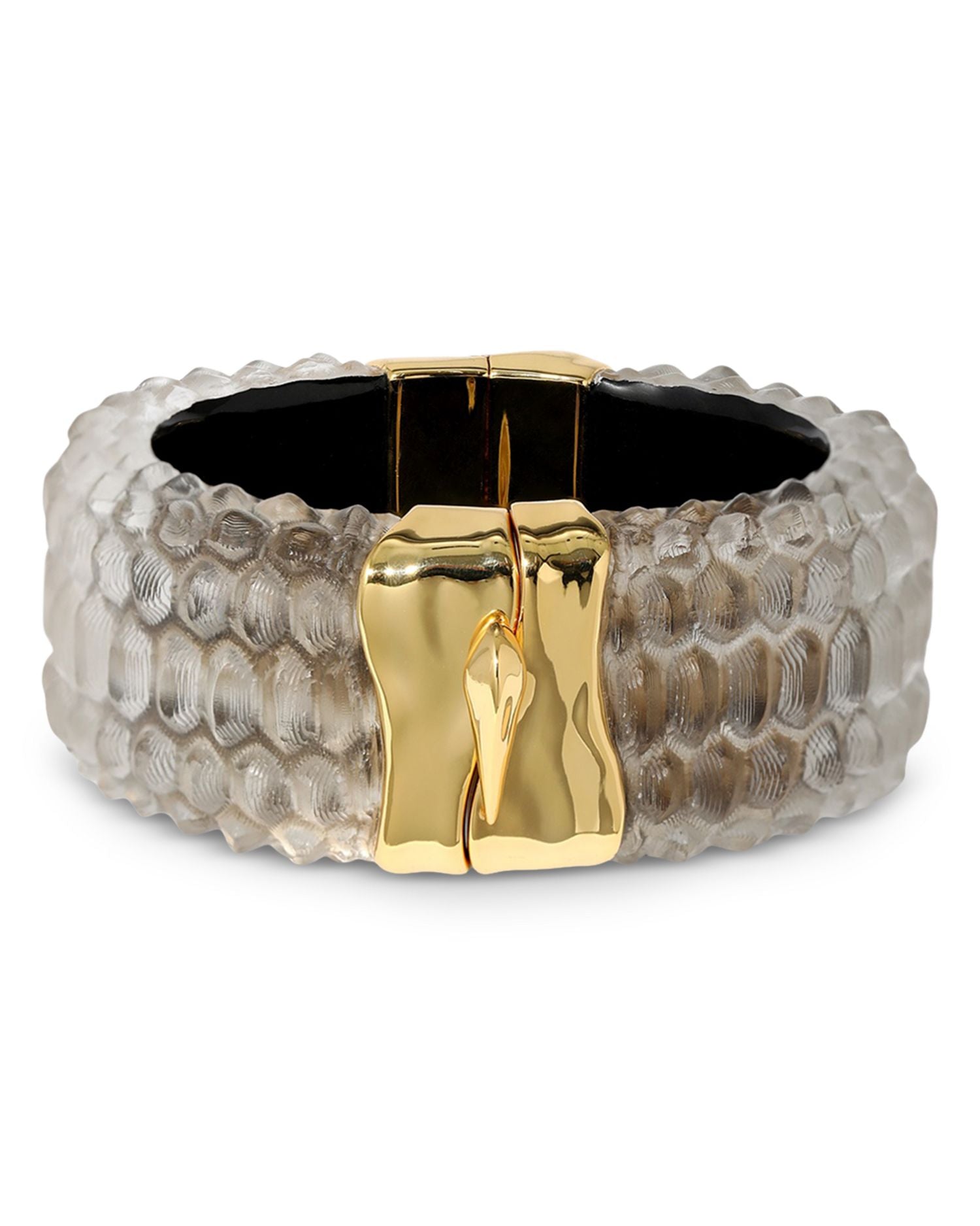 Serpent Lucite Bangle Bracelet in 14K Gold Plated