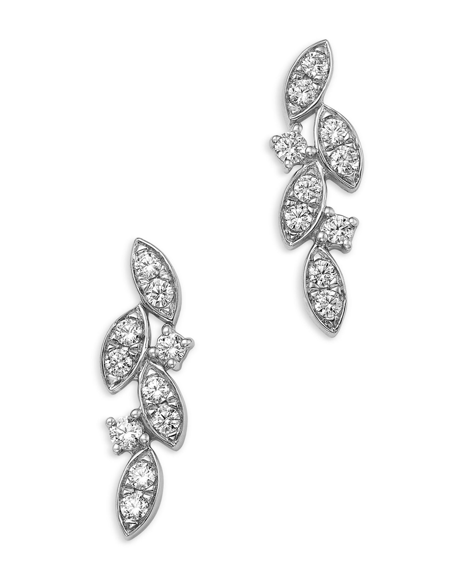 Diamond Leaf Drop Earrings in 14K White Gold, 0.34 ct. t.w.