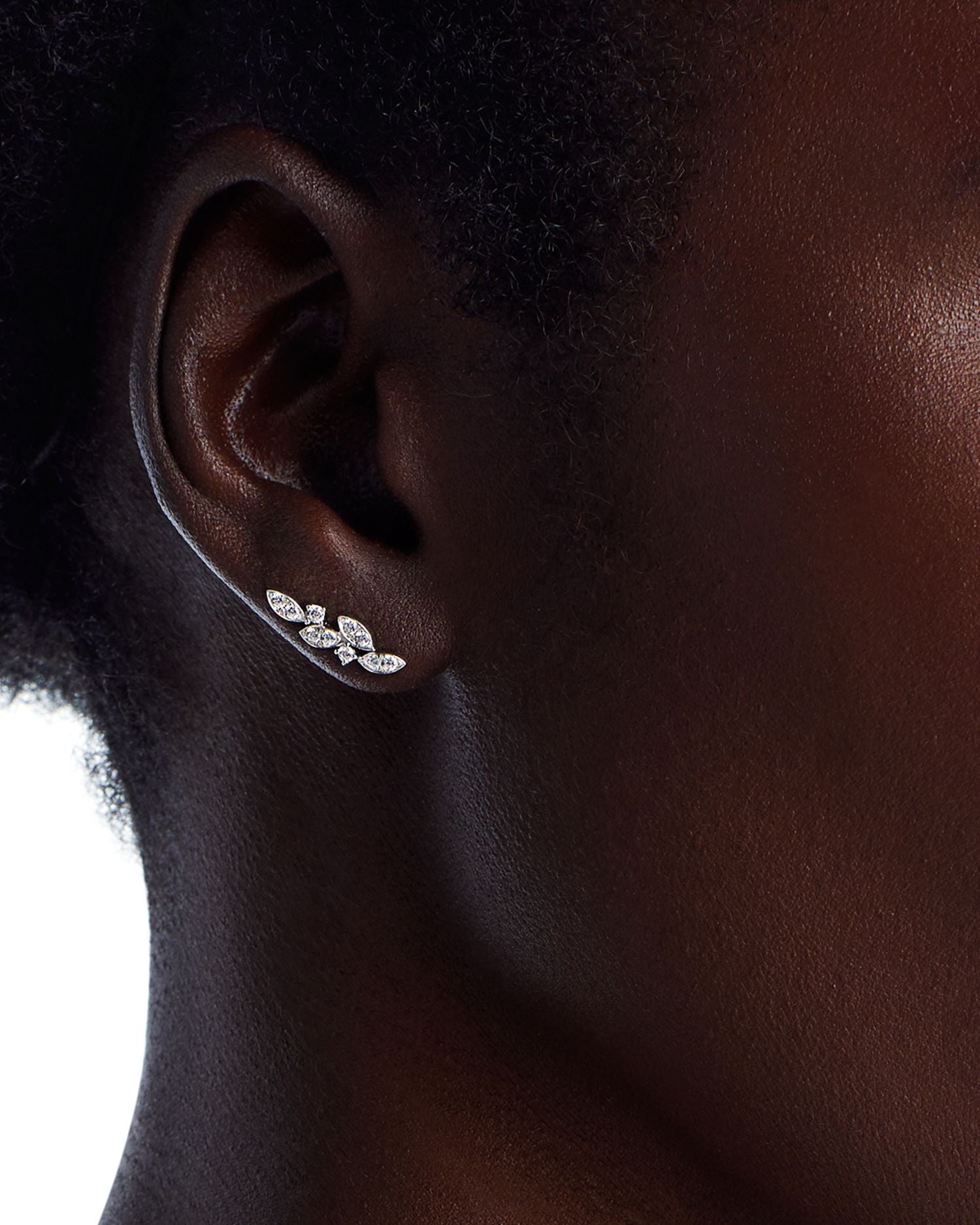 Diamond Leaf Drop Earrings in 14K White Gold, 0.34 ct. t.w.