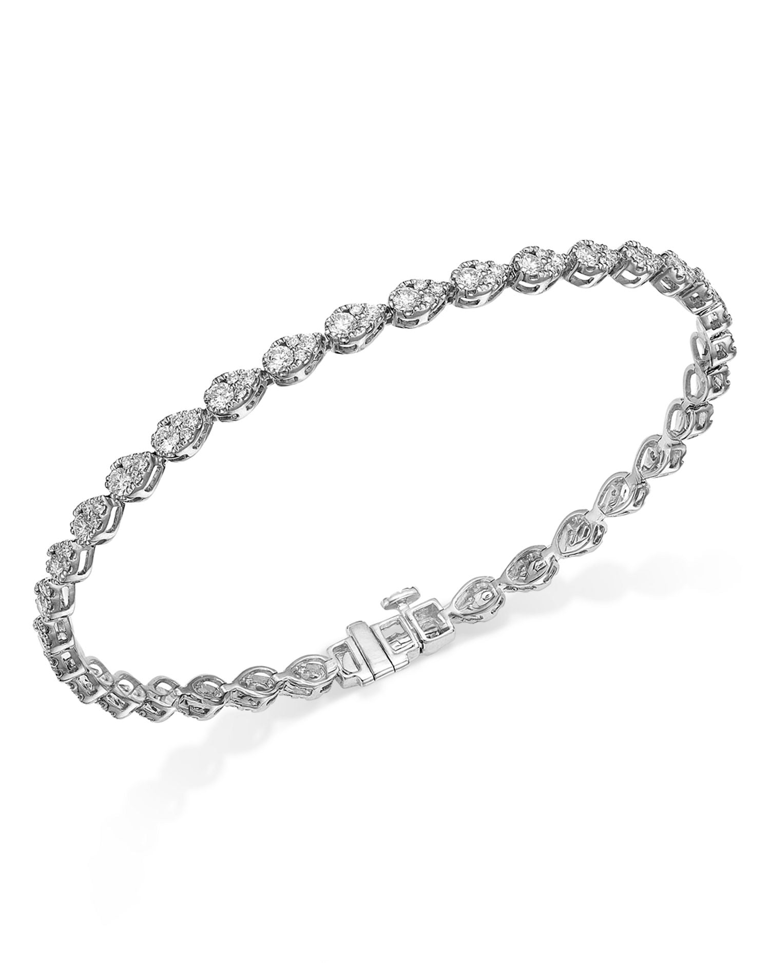 Diamond Mini Pear Cluster Tennis Bracelet in 14K White Gold, 2.00 ct. t.w.