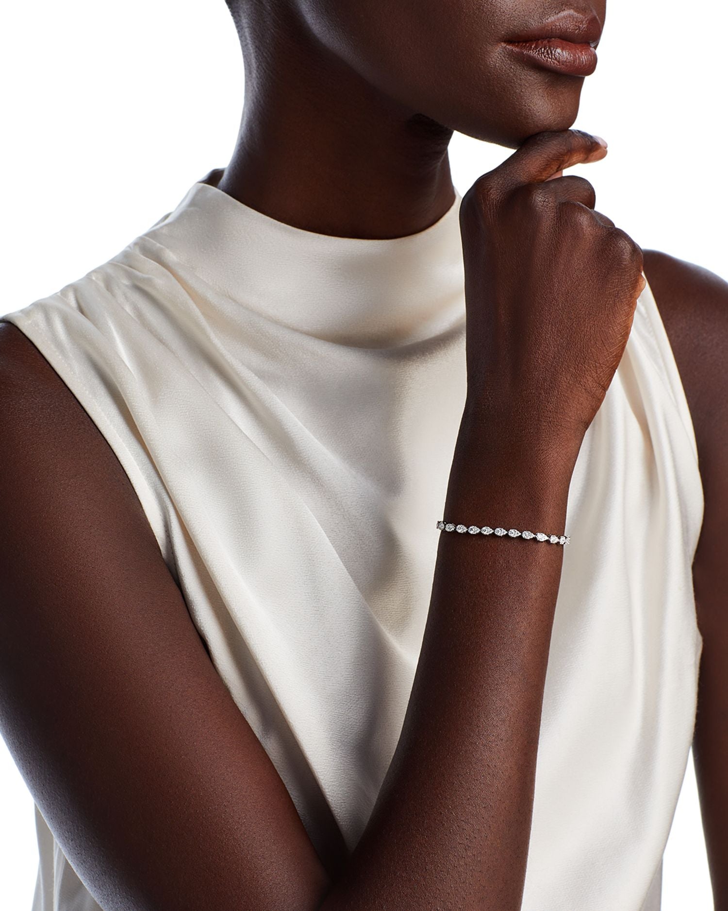 Diamond Mini Pear Cluster Tennis Bracelet in 14K White Gold, 2.00 ct. t.w.