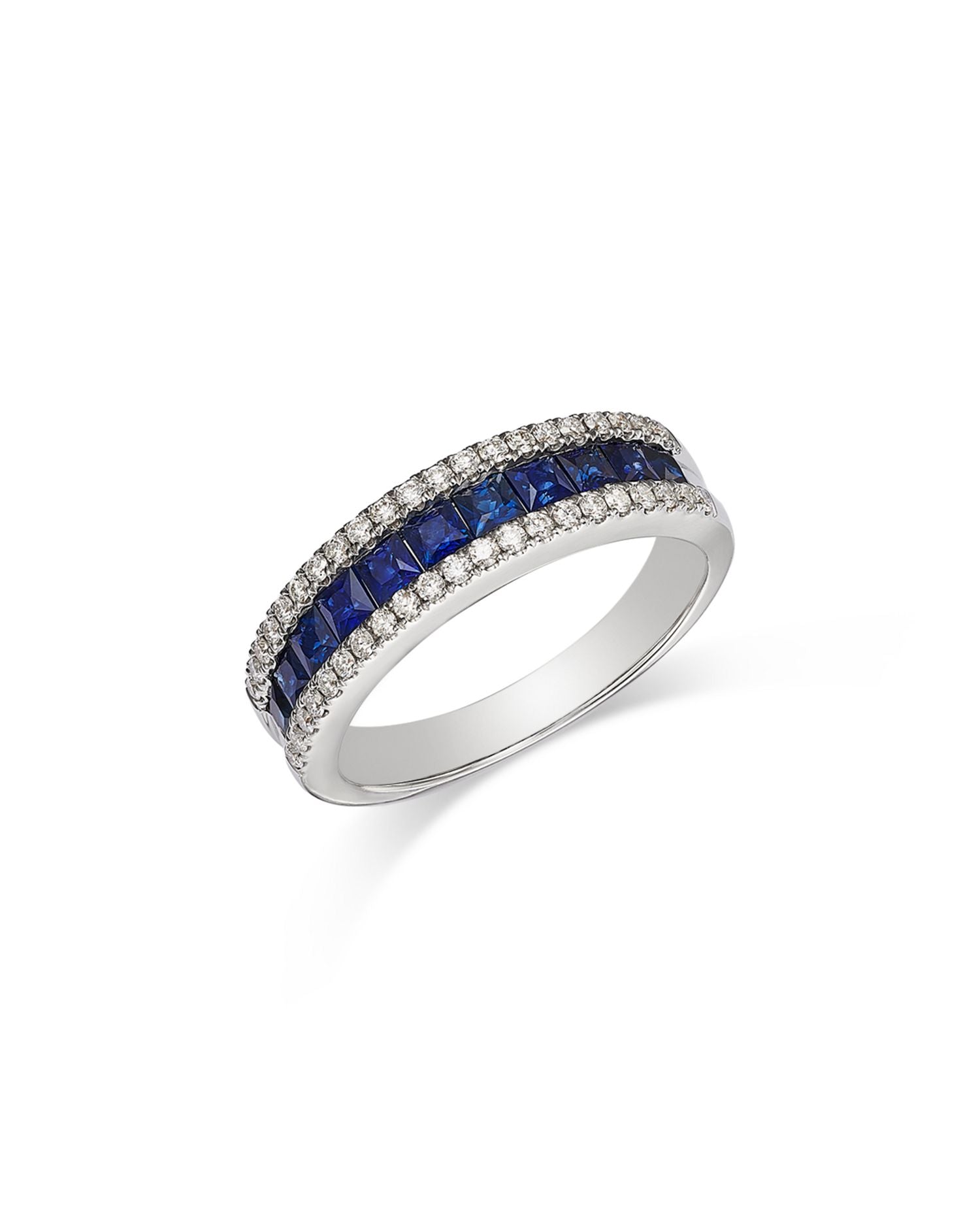 Sapphire & Diamond Anniversary Band in 14K White Gold