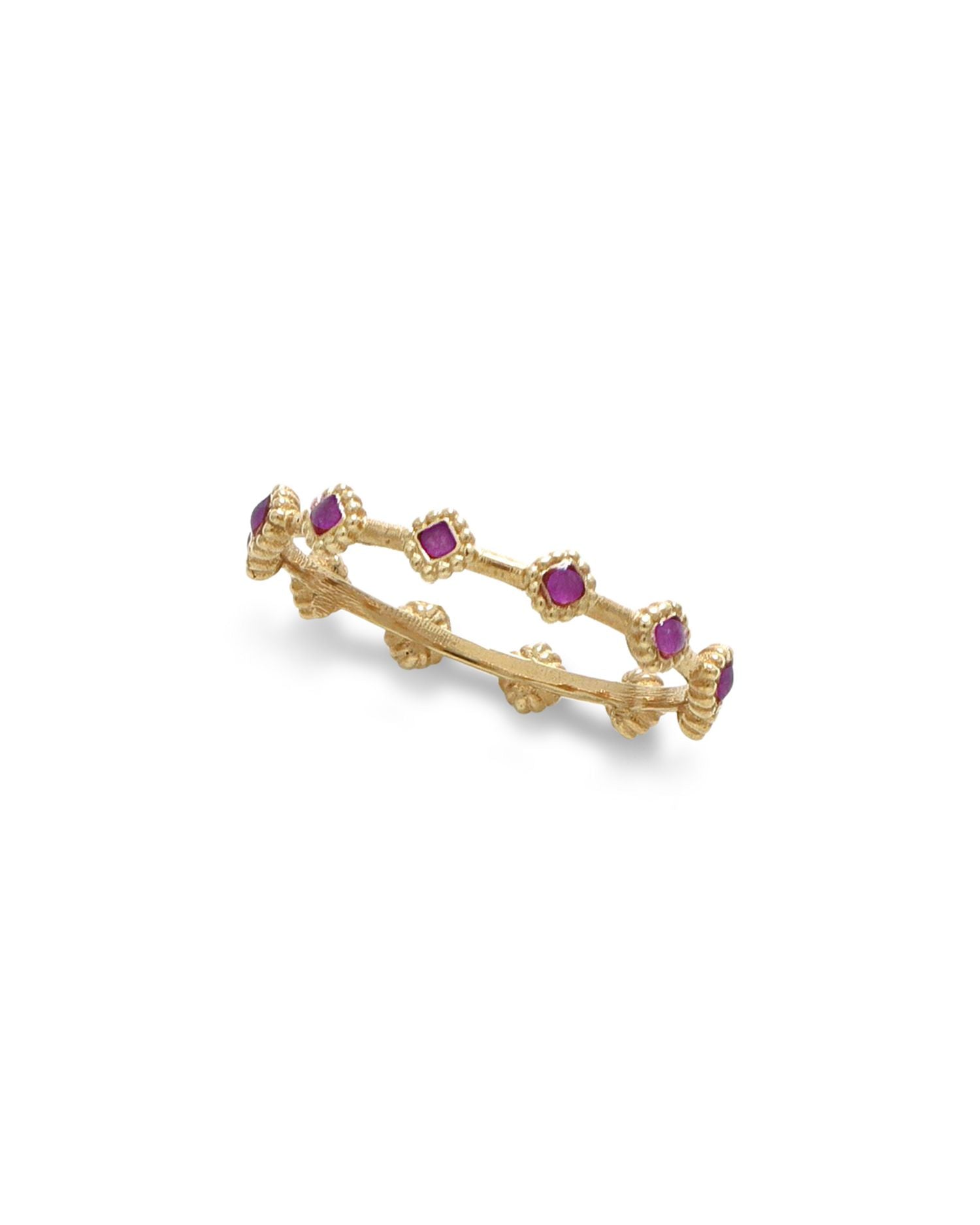 14K Yellow Gold Purple Enamel Beaded Station Band