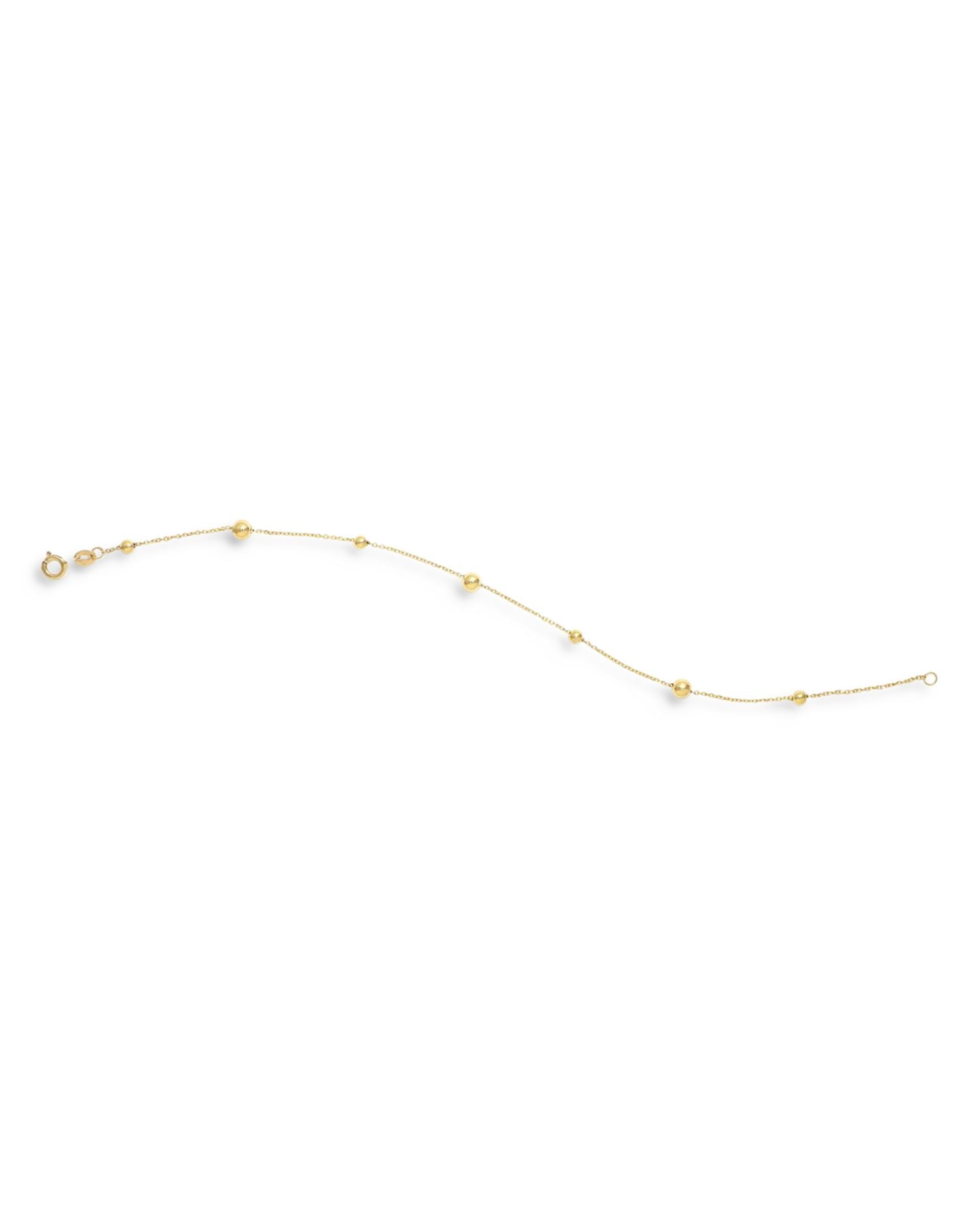 14K Yellow Gold Beaded Station Bracelet