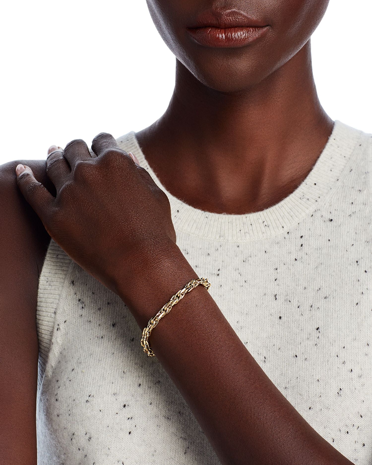 14K Yellow Gold Intertwined Link Chain Bracelet