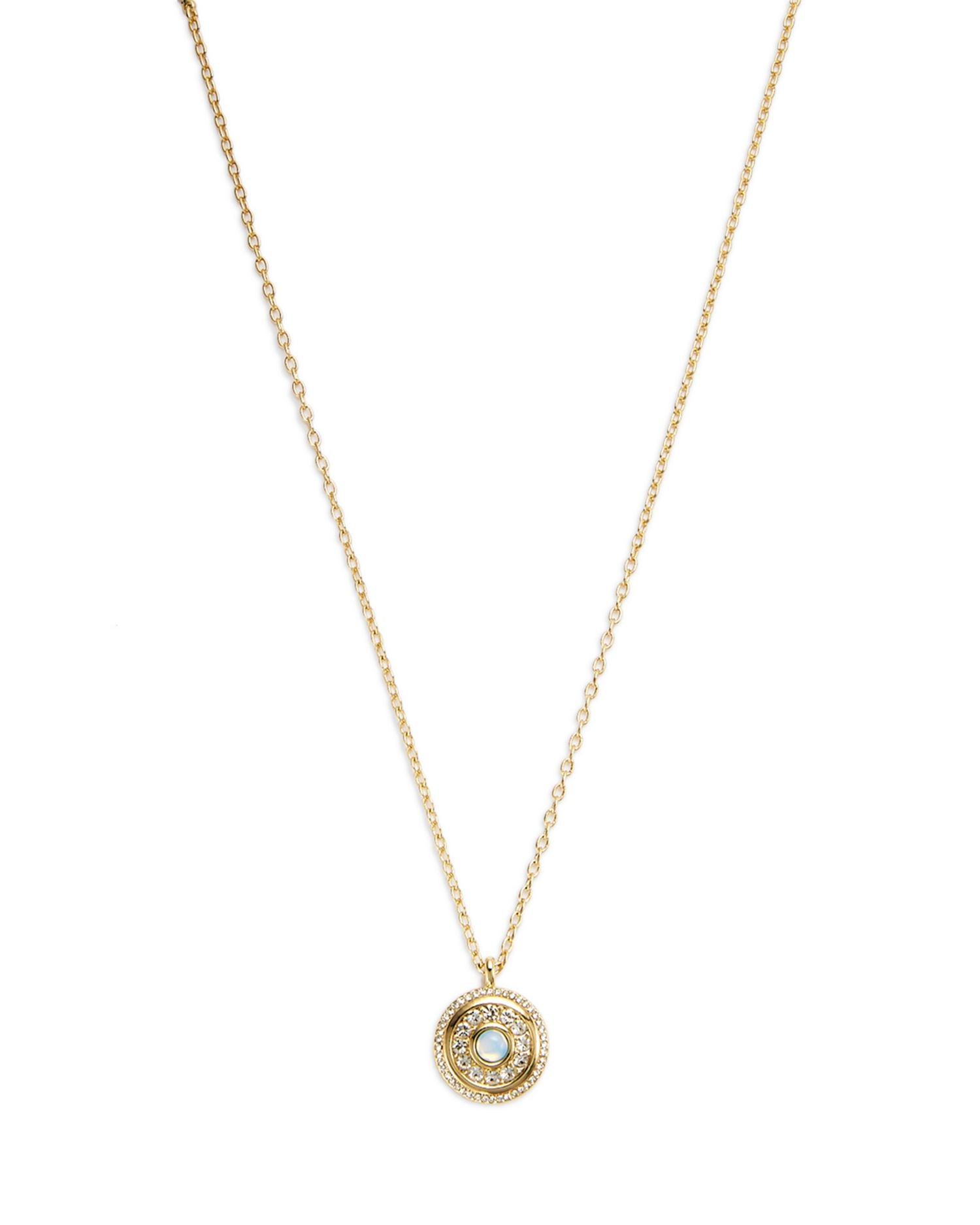 Mixed Stone Disc Pendant Necklace in 14K Gold Plated, 16'-18' - Exclusive