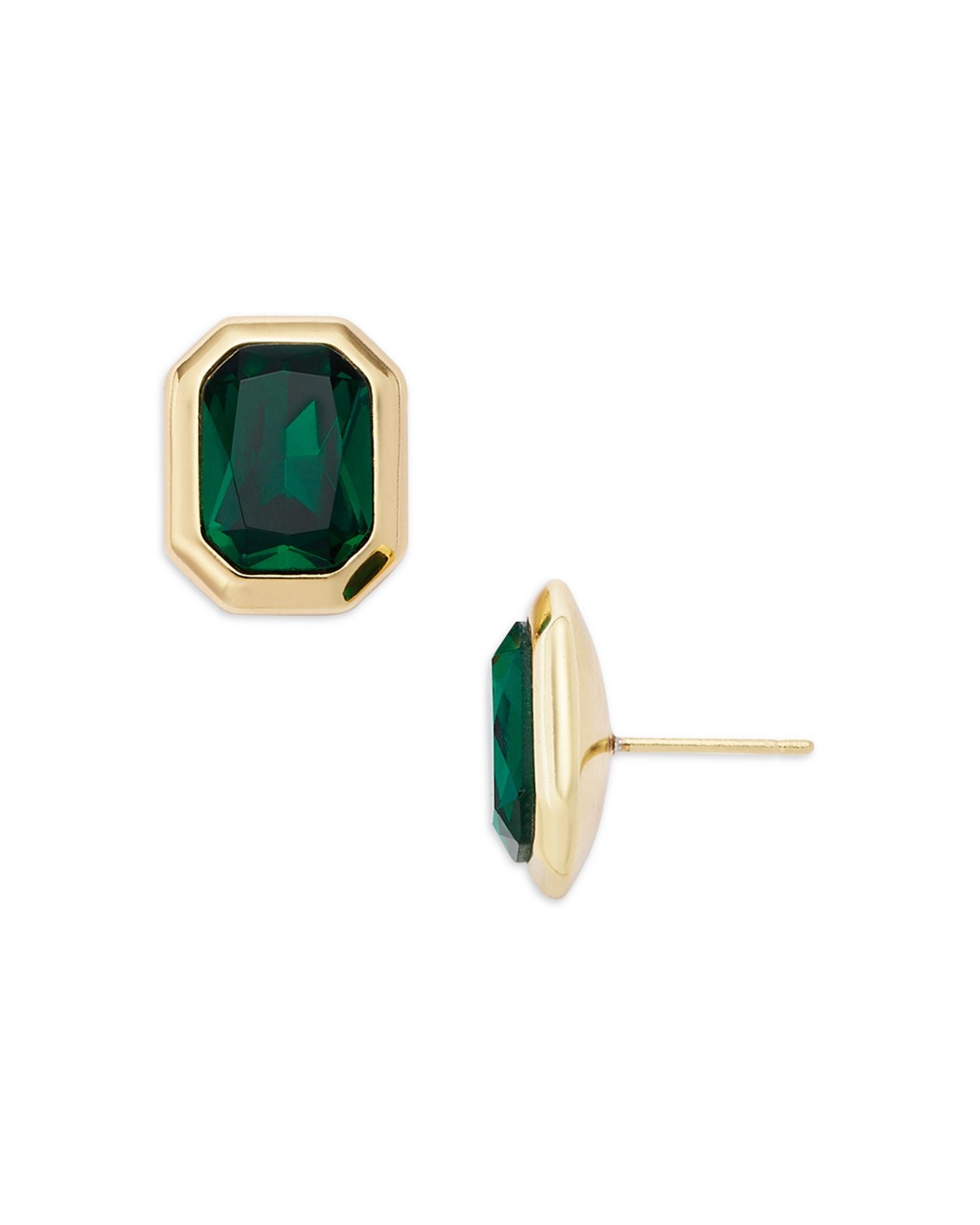 Green Stone Stud Earrings in 14K Gold Plated - Exclusive