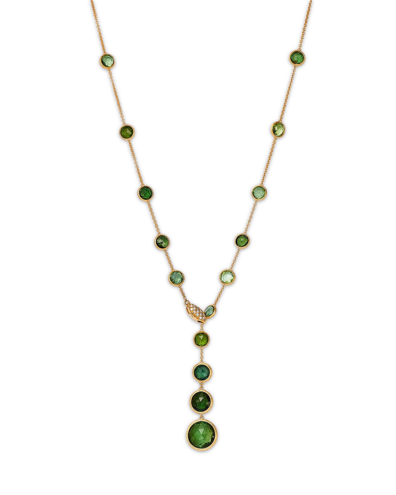 18K Yellow Gold Jaipur Green Tourmaline & Diamond Lariat Necklace, 17.75" - Exclusive
