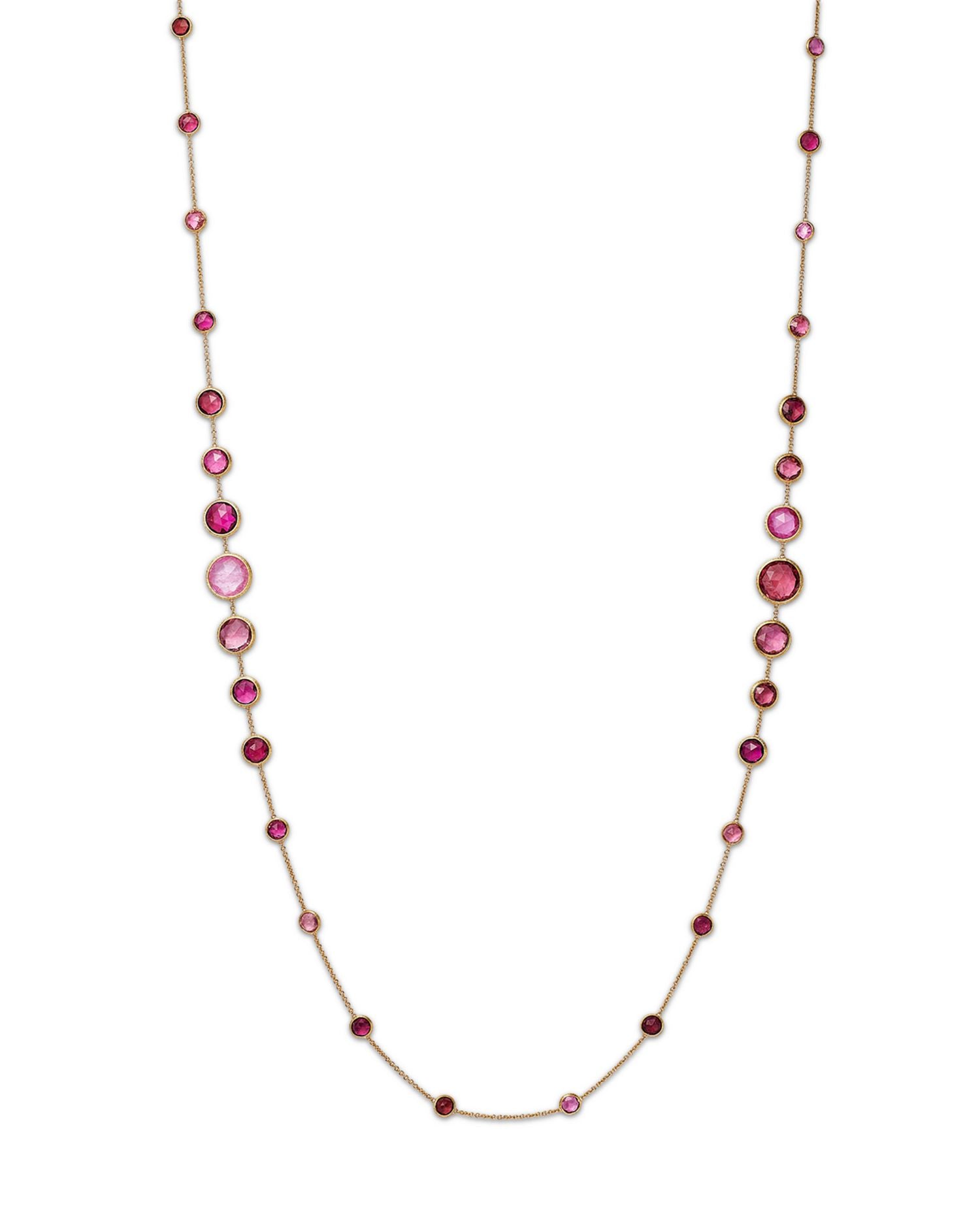 18K Yellow Gold Jaipur Color Pink Tourmaline Bezel Long Strand Necklace, 36' - Exclusive