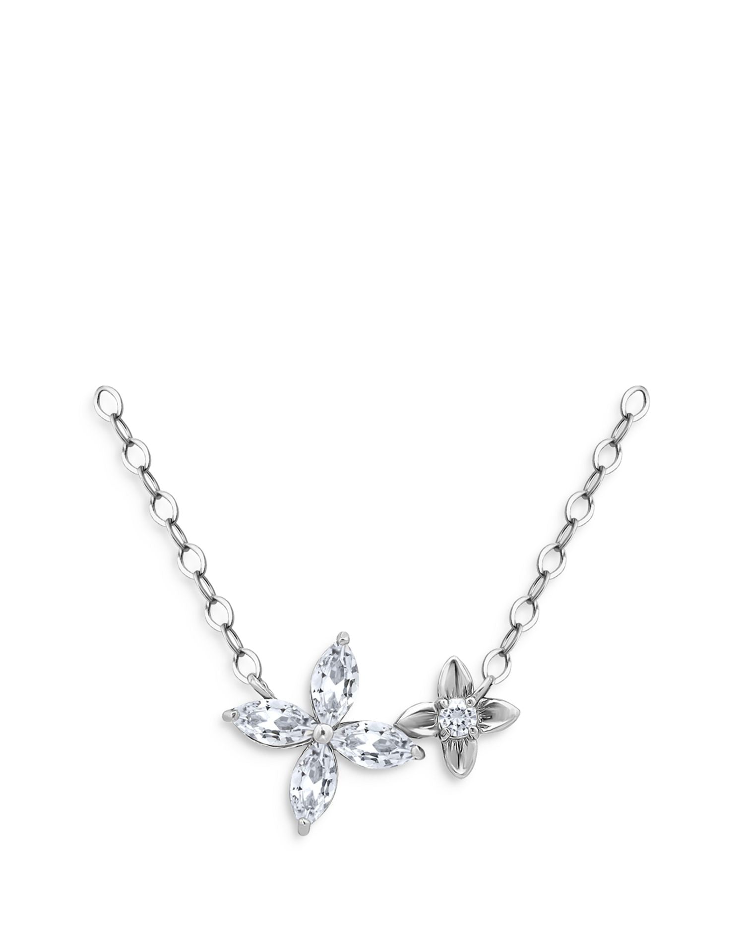 Cubic Zirconia Flower Statement Necklace, 16'-18' - Exclusive
