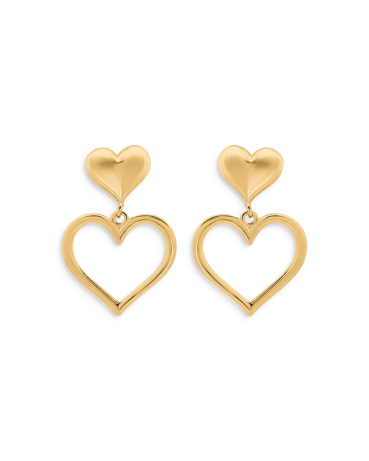 Heart Drop Earrings in 18K Gold Plated Sterling Silver - Exclusive