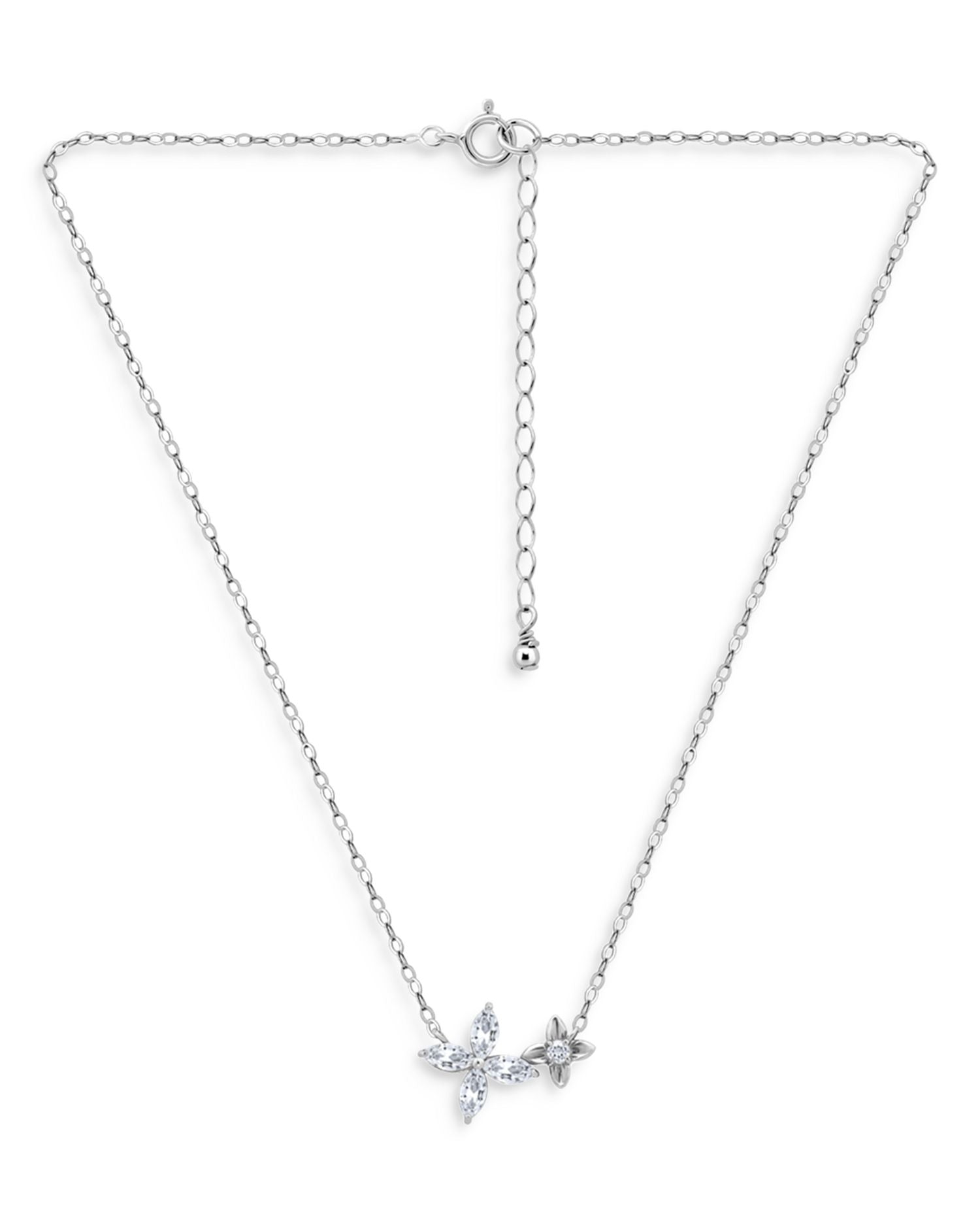 Cubic Zirconia Flower Statement Necklace, 16'-18' - Exclusive