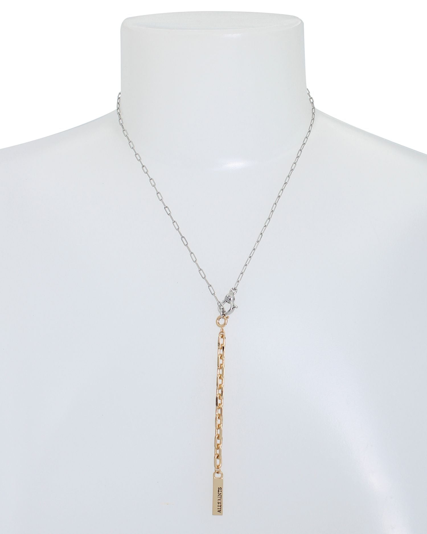 Signature Paper Clip Chain Necklace Lariat Necklace in Two Tone, 18'