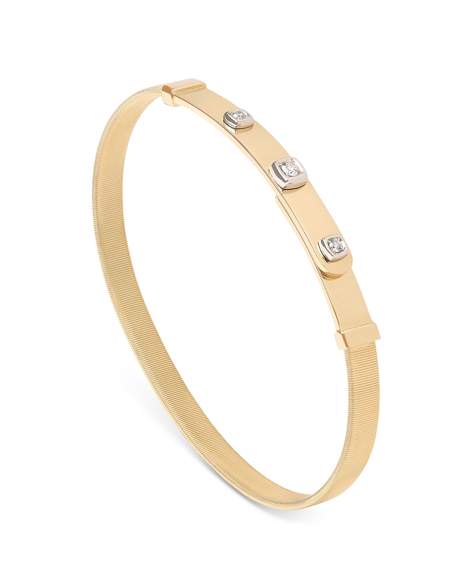 18K Yellow Gold Masai Diamond Station Coil Thin Bangle Bracelet