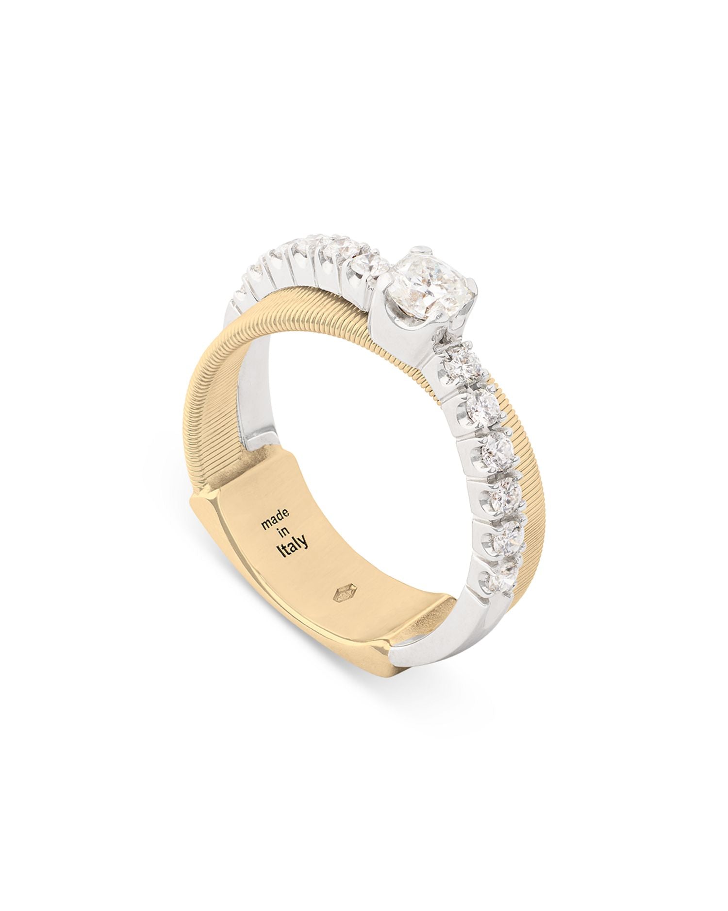 18K Yellow & White Gold Masai Double-Band Ring With Diamonds