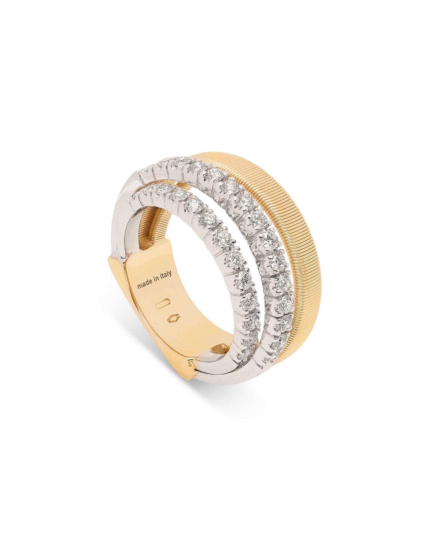 18K Yellow & White Gold Masai Diamond Four Row Coil Ring