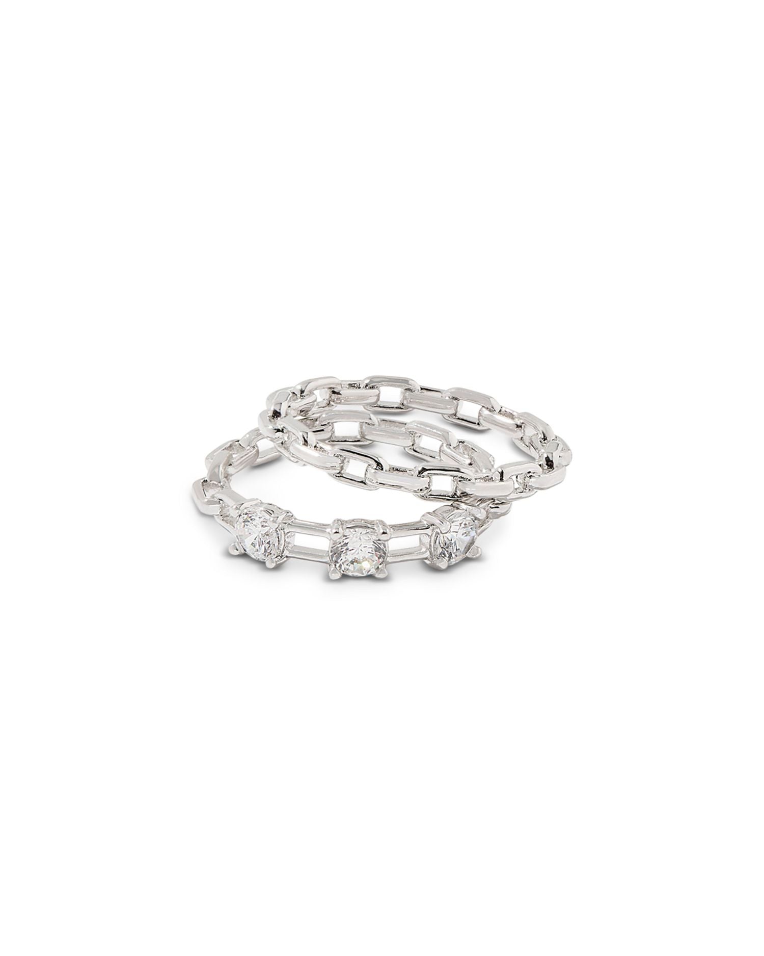 Lexi Cubic Zirconia Link Stack Rings, Set of 2