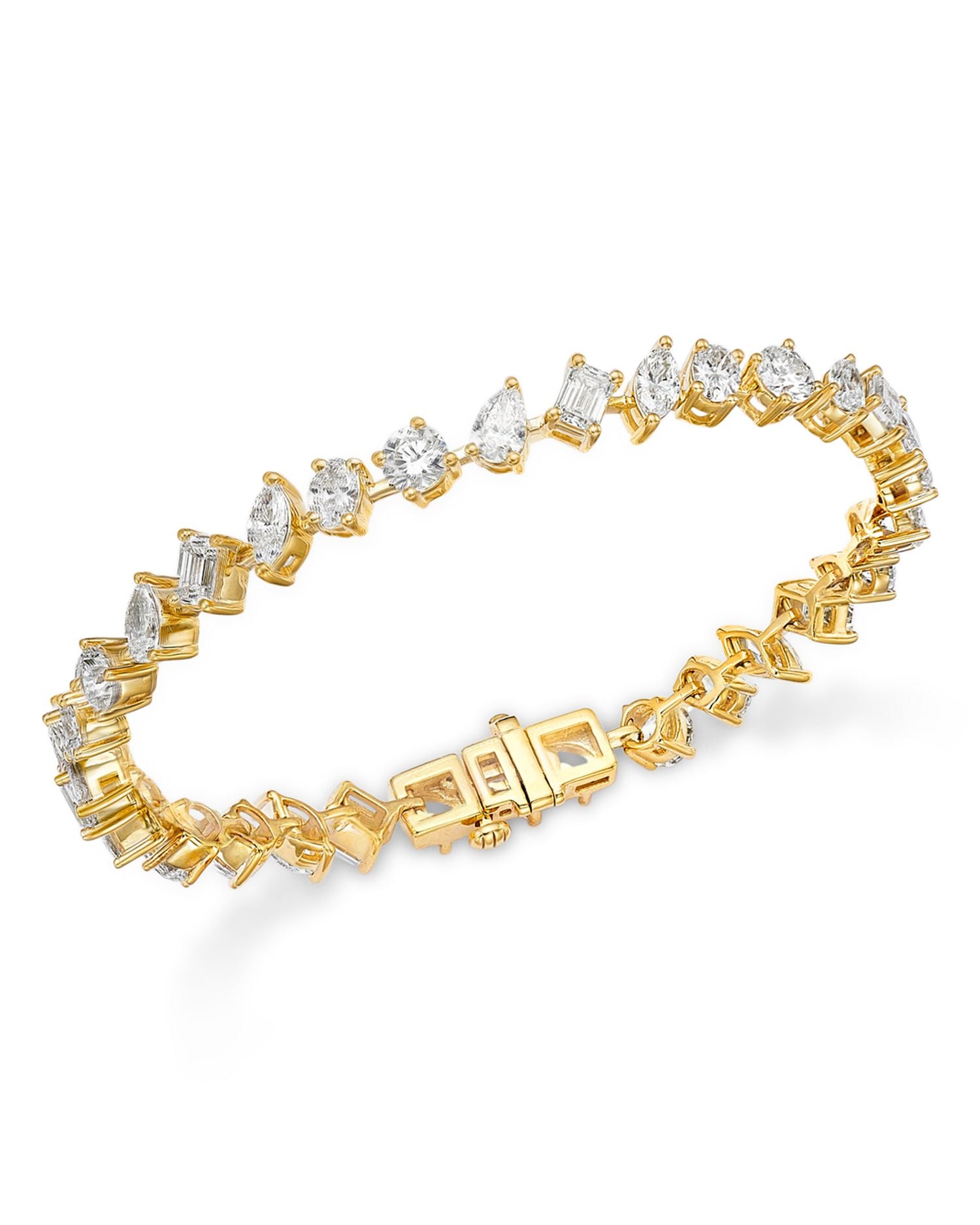 Lab Grown Diamond Mixed Cut Tennis Bracelet in 18K Yellow Gold, 10.00 ct. t.w.