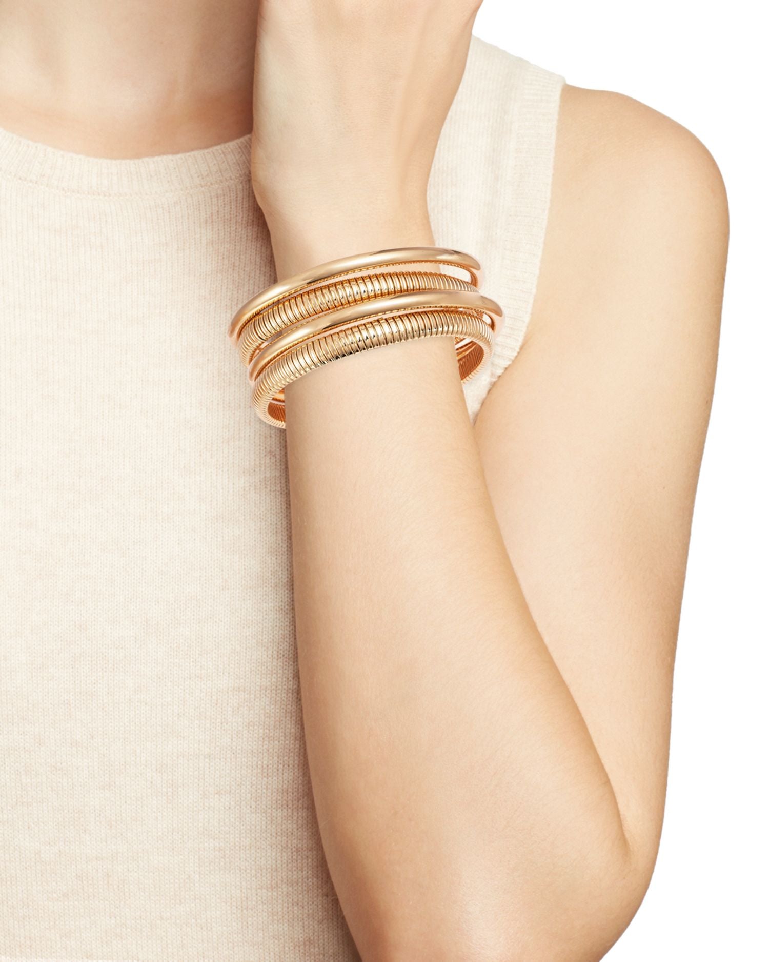 Bangle Bracelets in 14K Gold Plated, Set of 4 - Exclusive