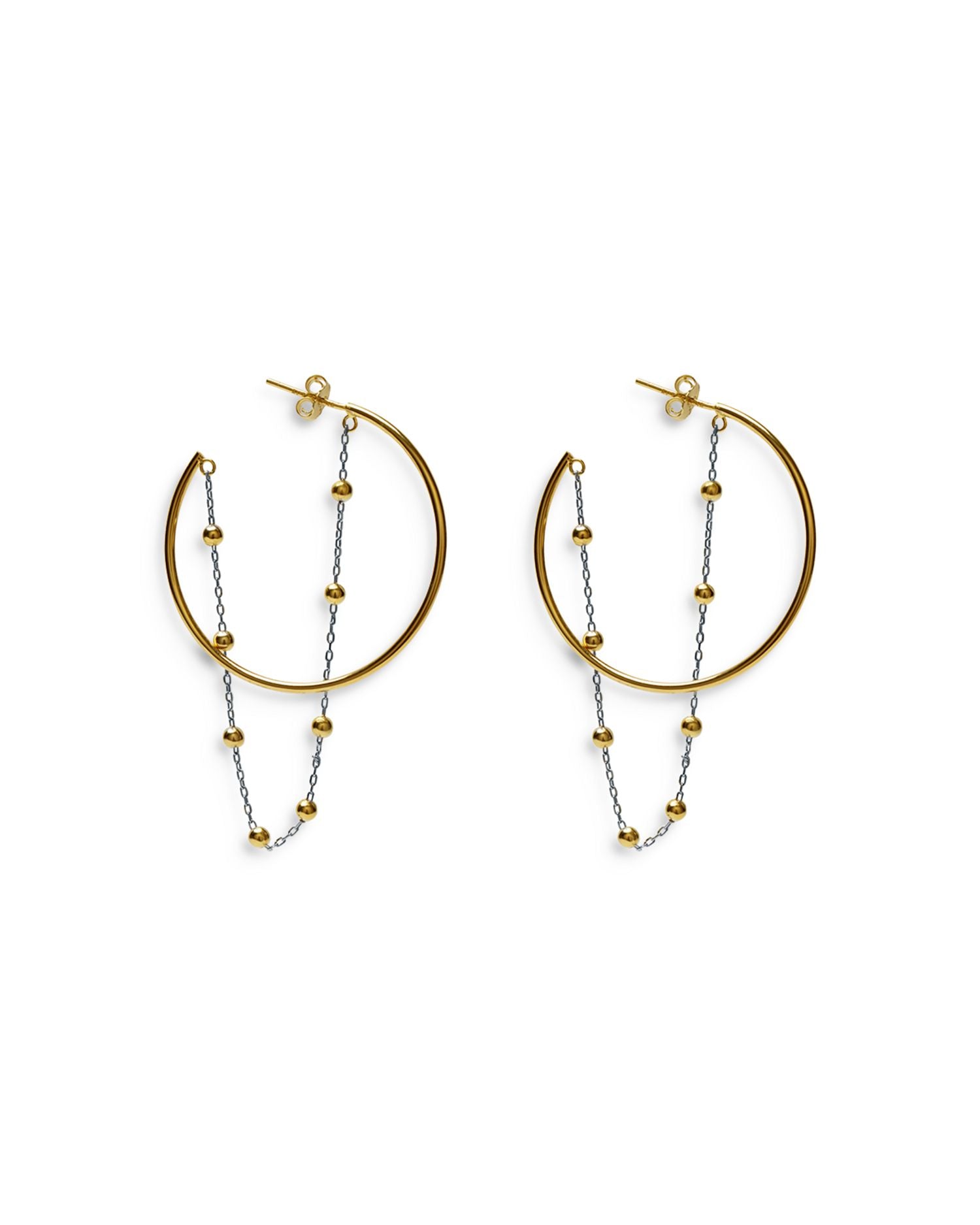 Ball Chain Embellished Hoop Earrings in 18K Gold Plated Sterling Silver