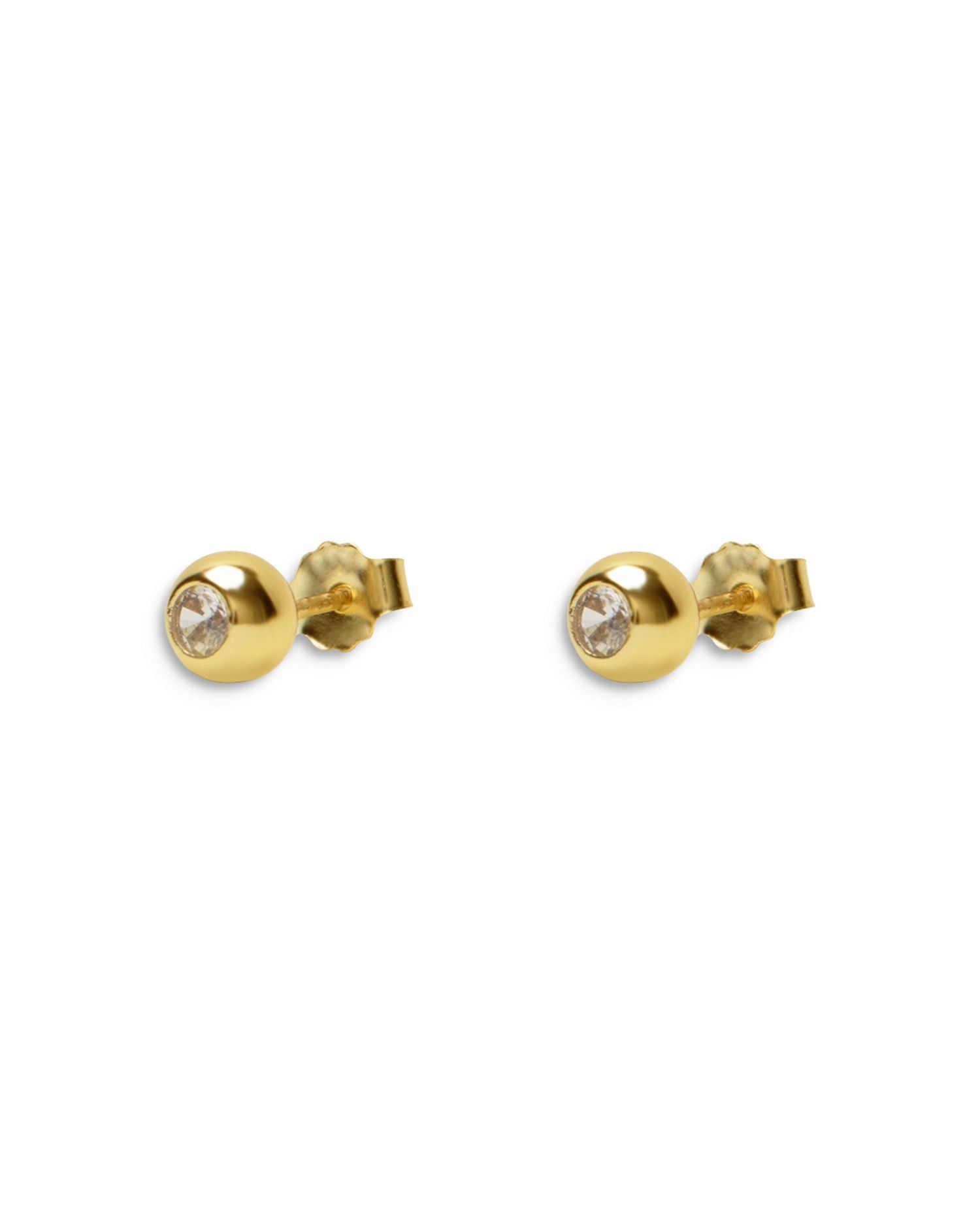 Cubic Zirconia Bezel Stud Earrings in 18K Gold Plated Sterling Silver