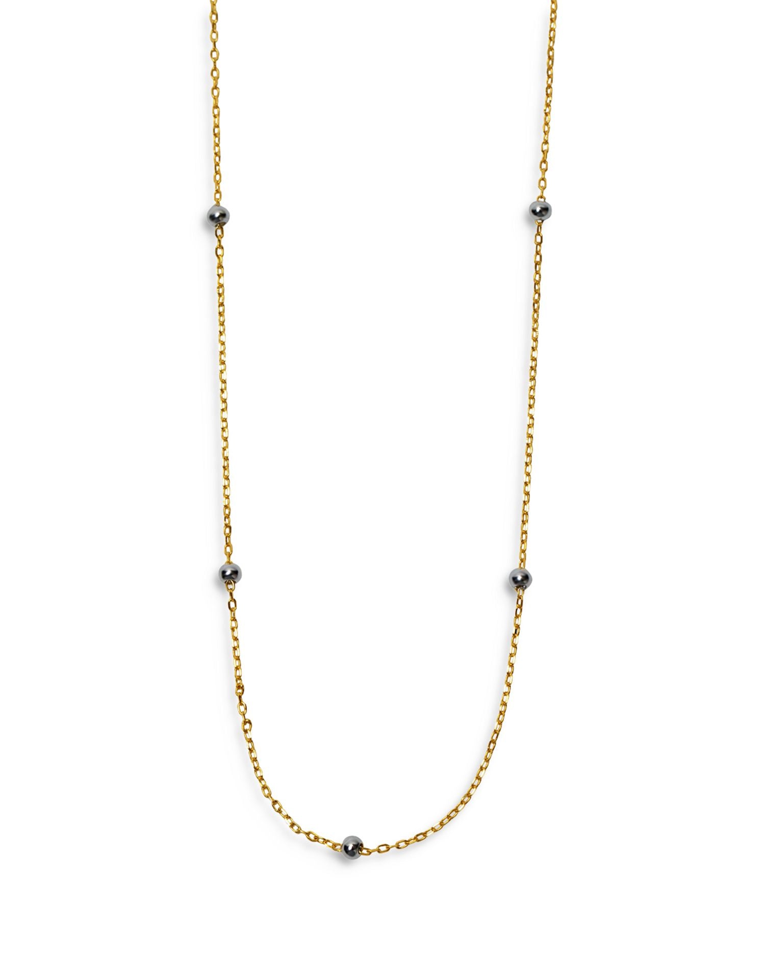 Ball Station Necklace in Two Tone Sterling Silver, 24'