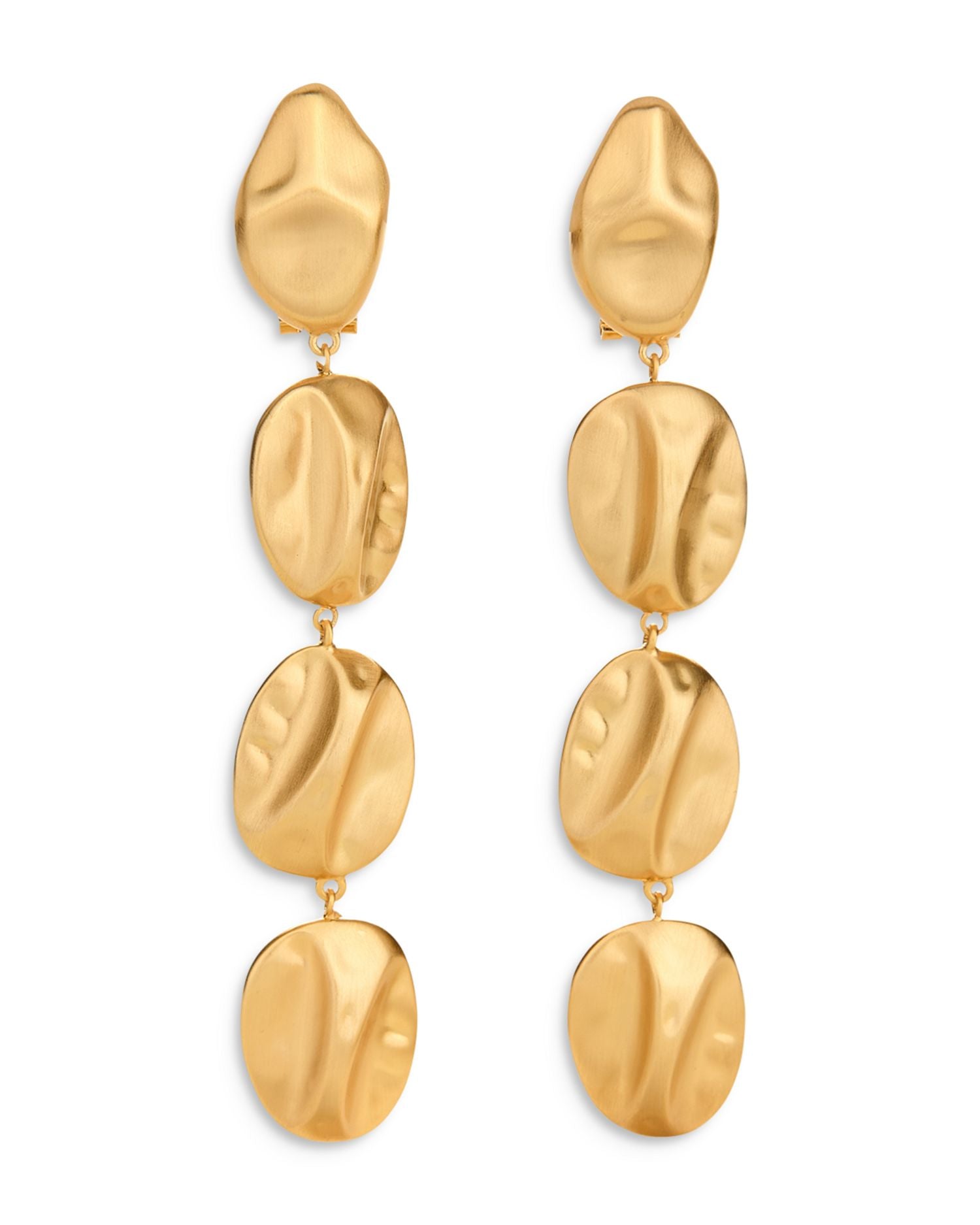 Veda Nugget Linear Drop Earrings in Gold Tone