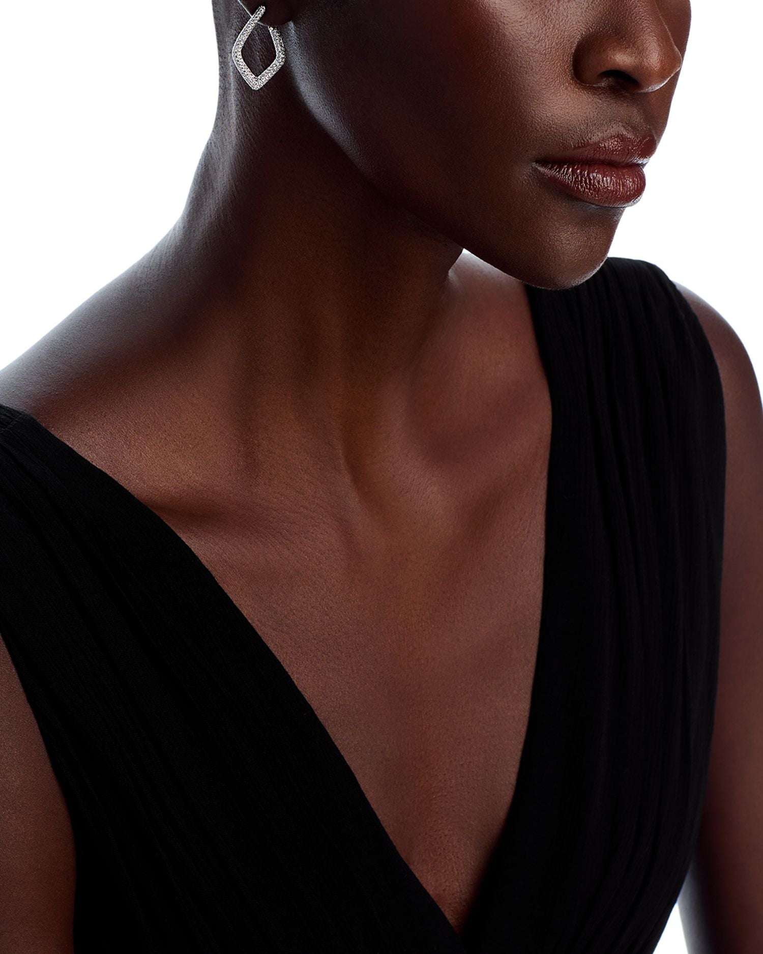 Diamond Pavé Cut Geometric Spiral Hoop Earrings in 14K White Gold, 1.75 ct. t.w.