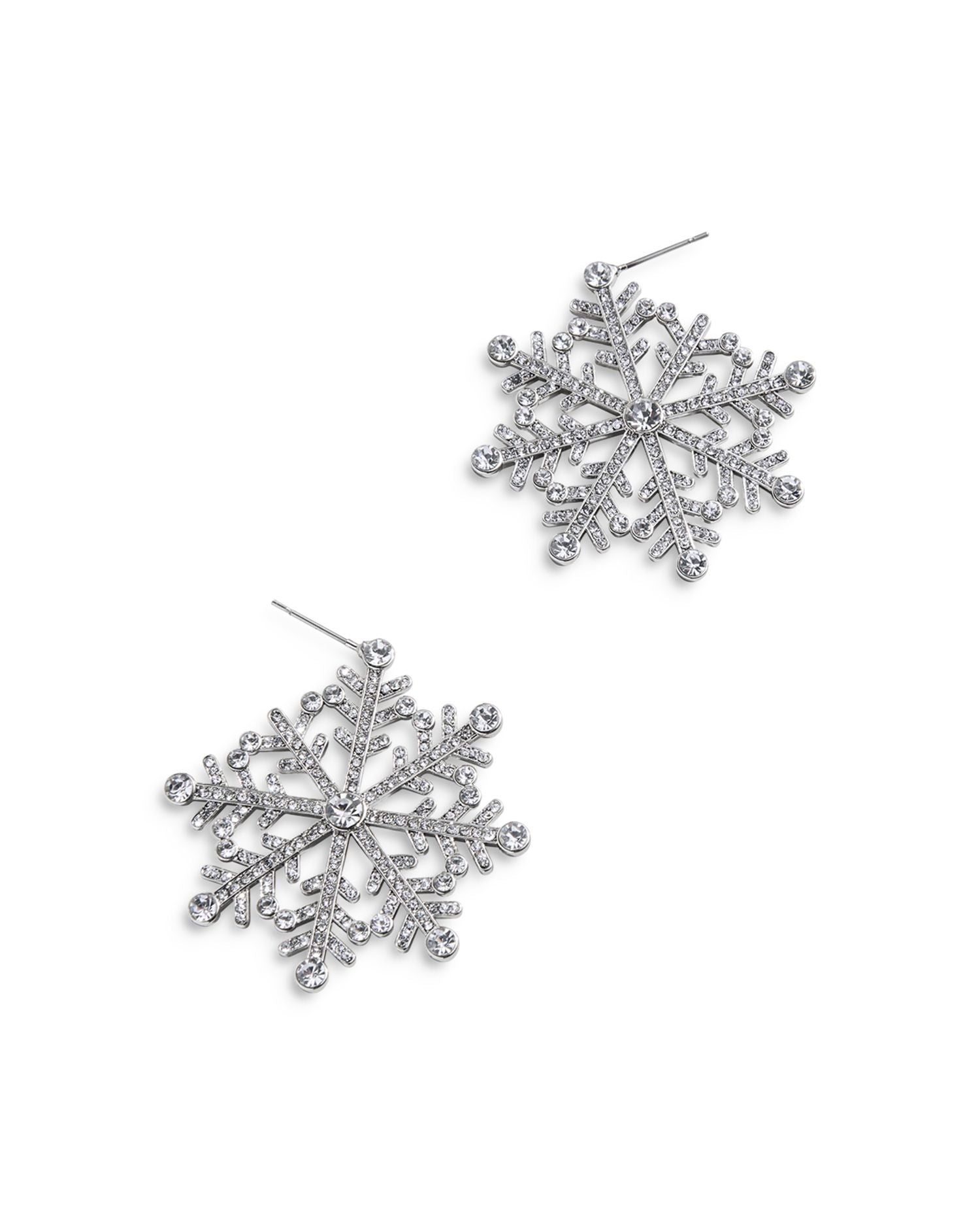 Snow What You Got Pavé Snowflake Drop Earrings in Silver Tone