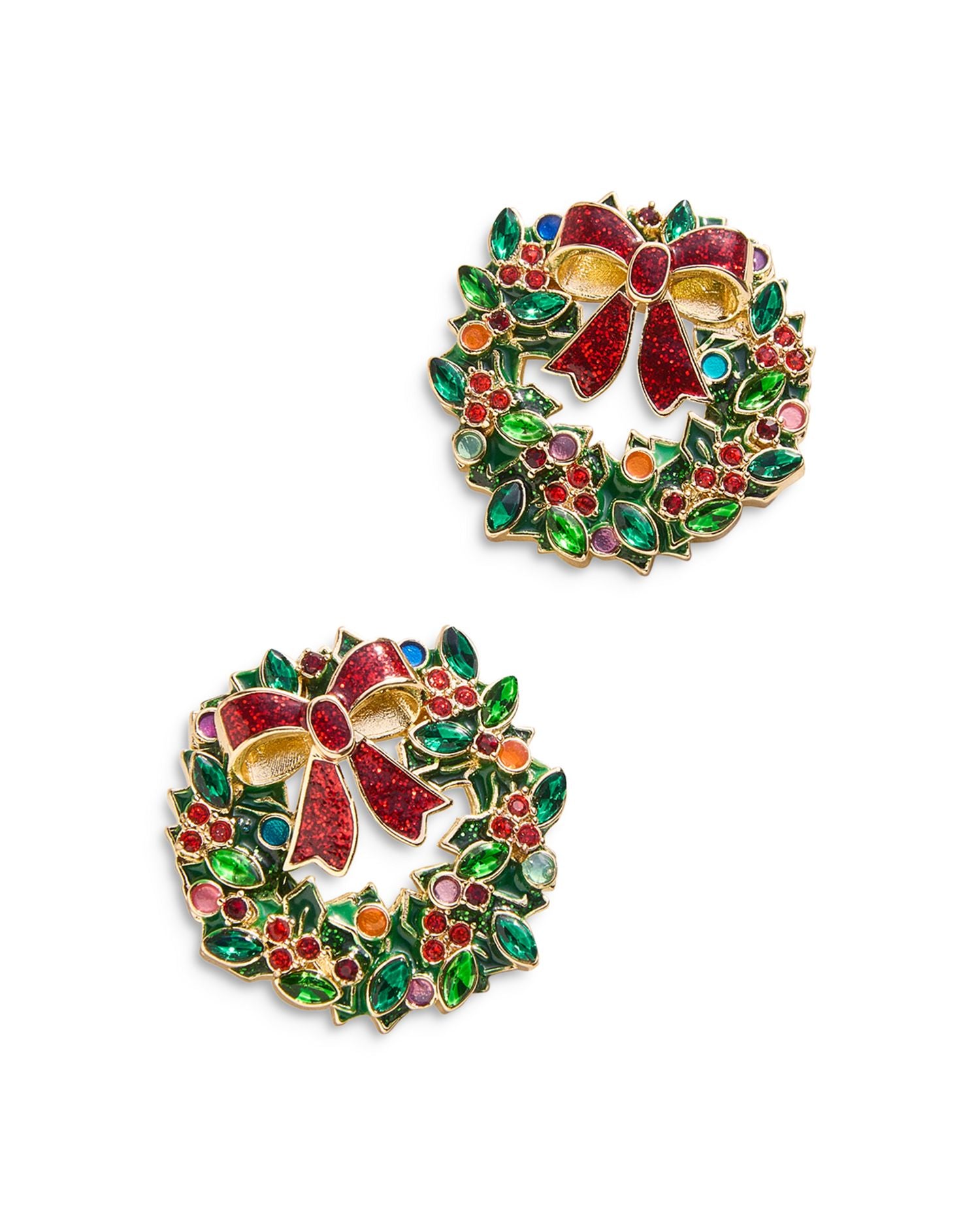 Bewreath In The Spirit Crystal Wreath Stud Earrings in Gold Tone