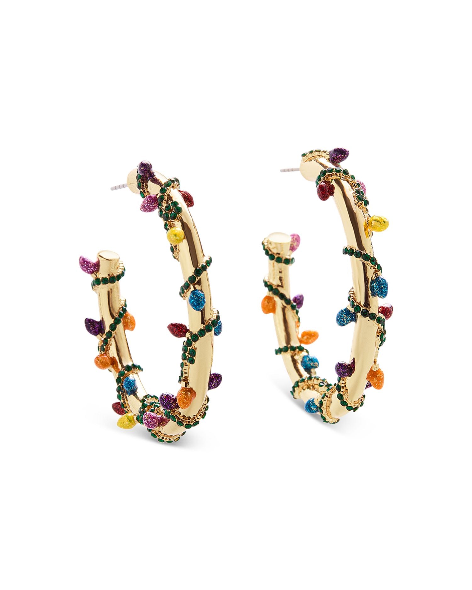 Wrapped In Lights Pavé & Glitter Lights Hoop Earrings in Gold Tone