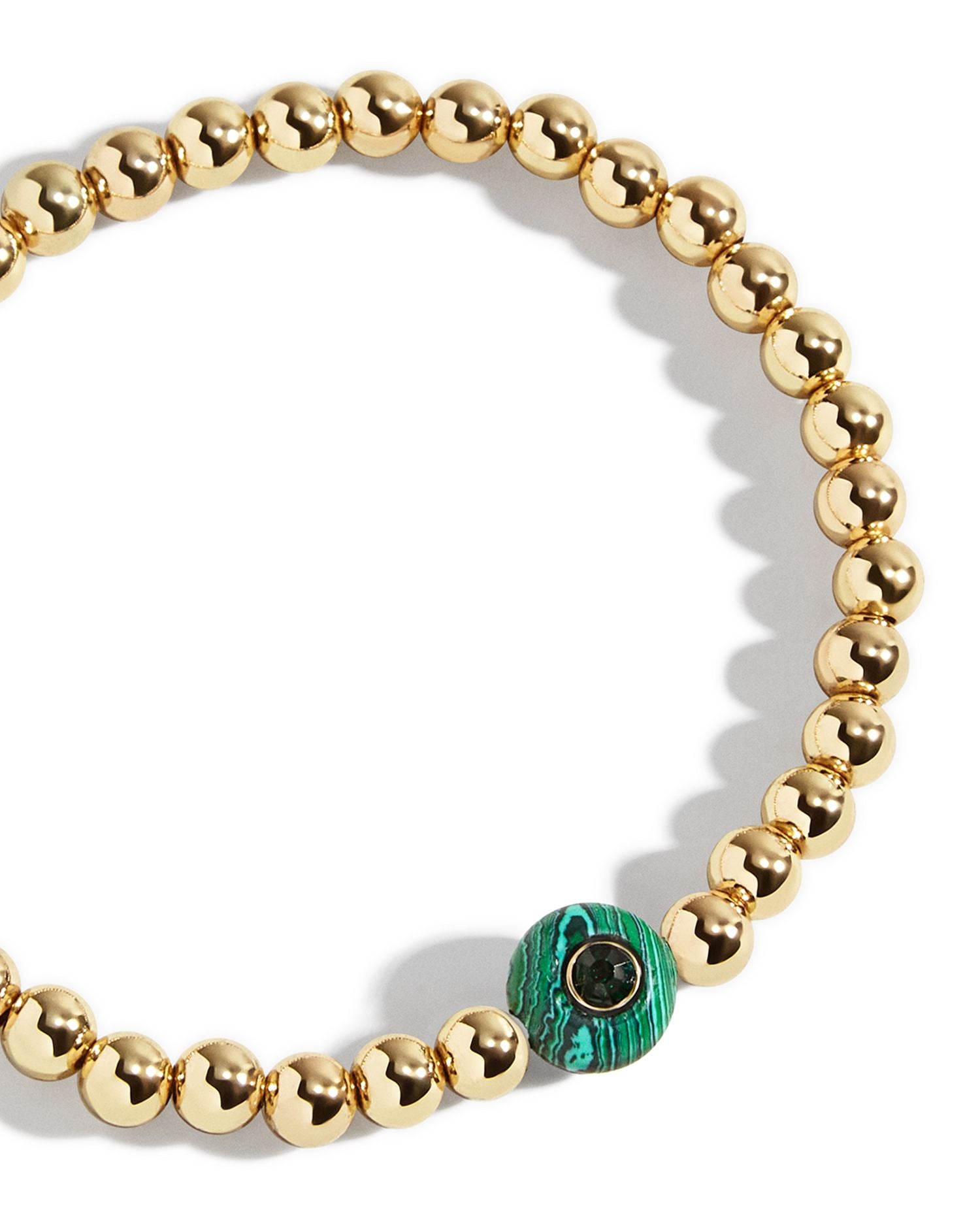 Pavé & Stone Beaded Stretch Bracelet in Gold Tone