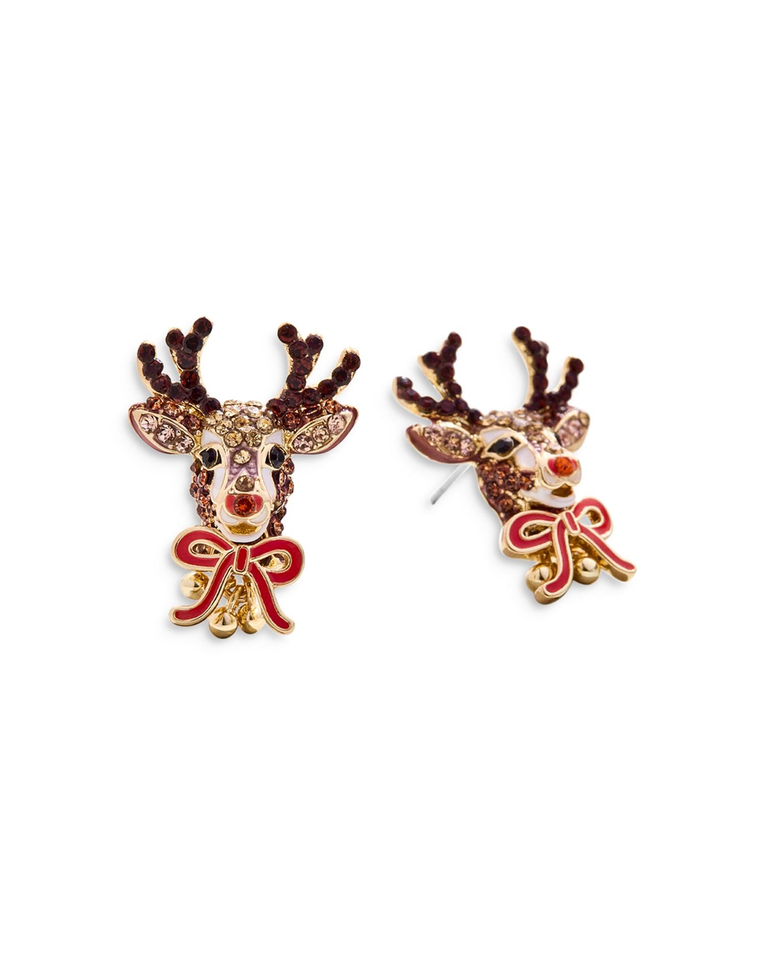 Deer To Dream Pavé Reindeer Stud Earrings in Gold Tone