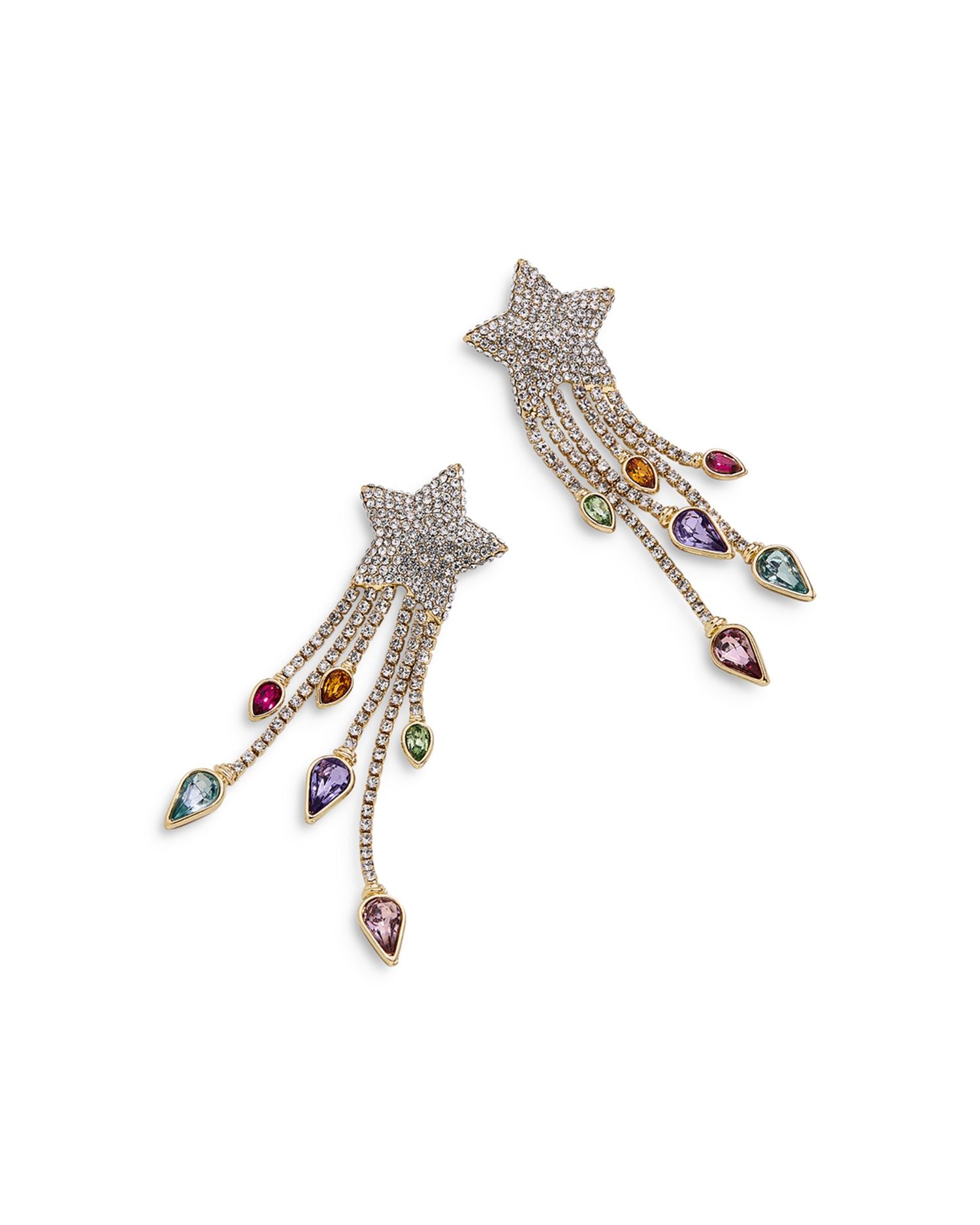 Light Fest Crystal Shooting Star Statement Earrings in Gold Tone