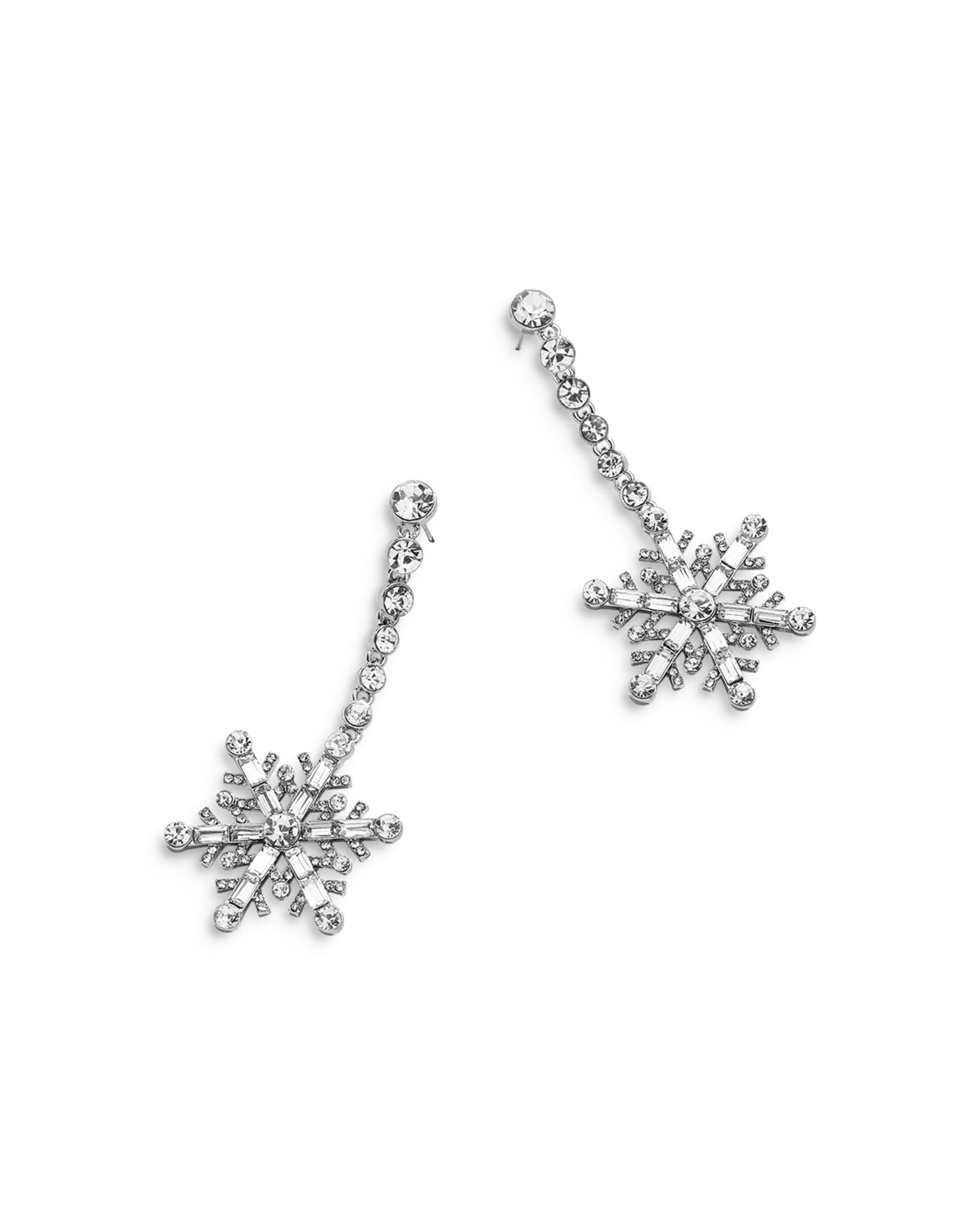 Having A Snowball Pavé Snowflake Drop Earrings in Silver Tone