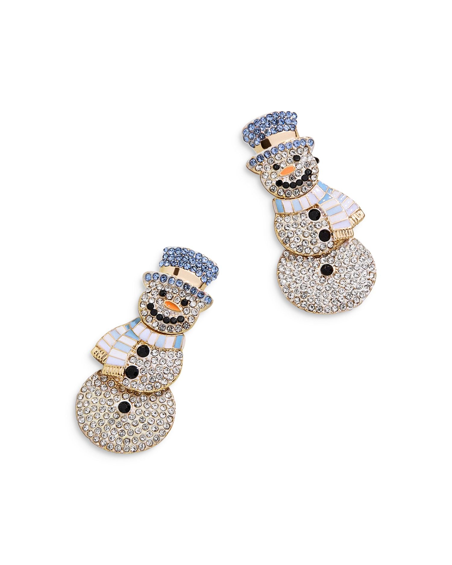 Feeling Frosty Pavé Snowman Drop Earrings in Gold Tone