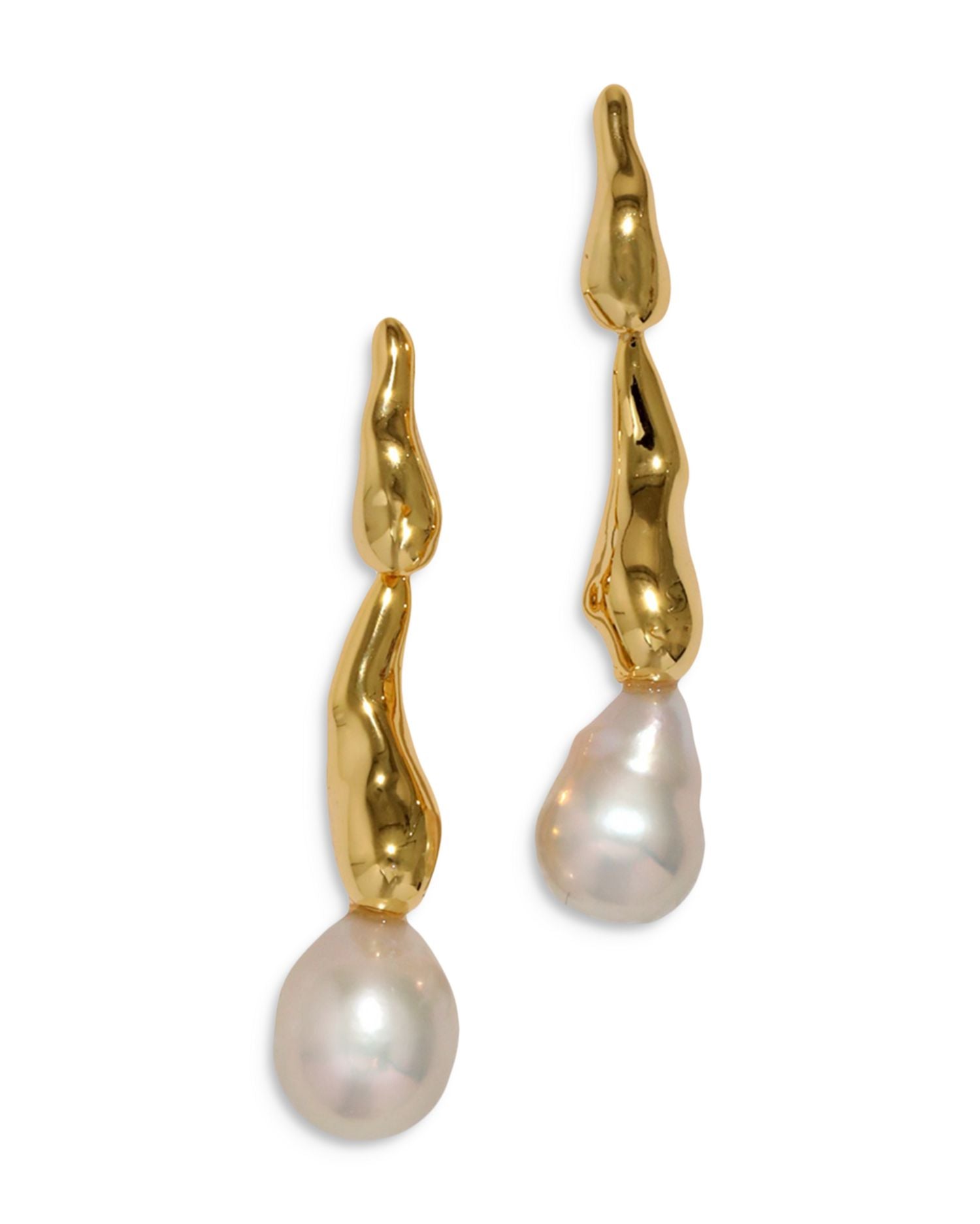 Perla 14K Gold Plate & Cultured Freshwater Pearl Drippy Drop Earrings, 1.75'L